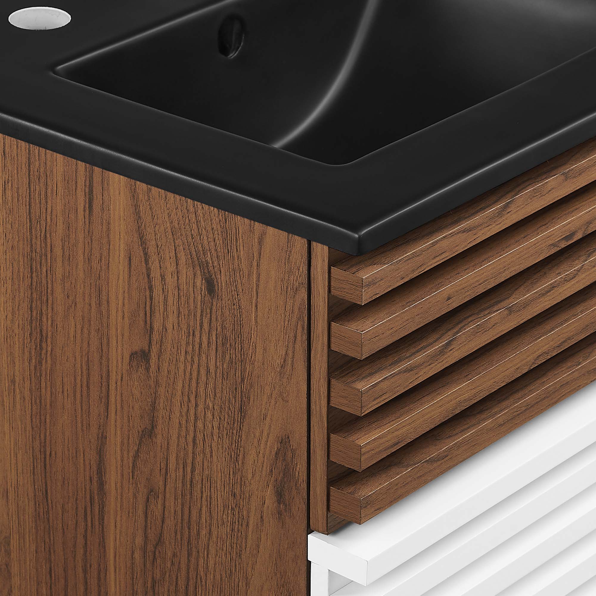 Meuble-lavabo mural de salle de bain avec vasque noire incluse