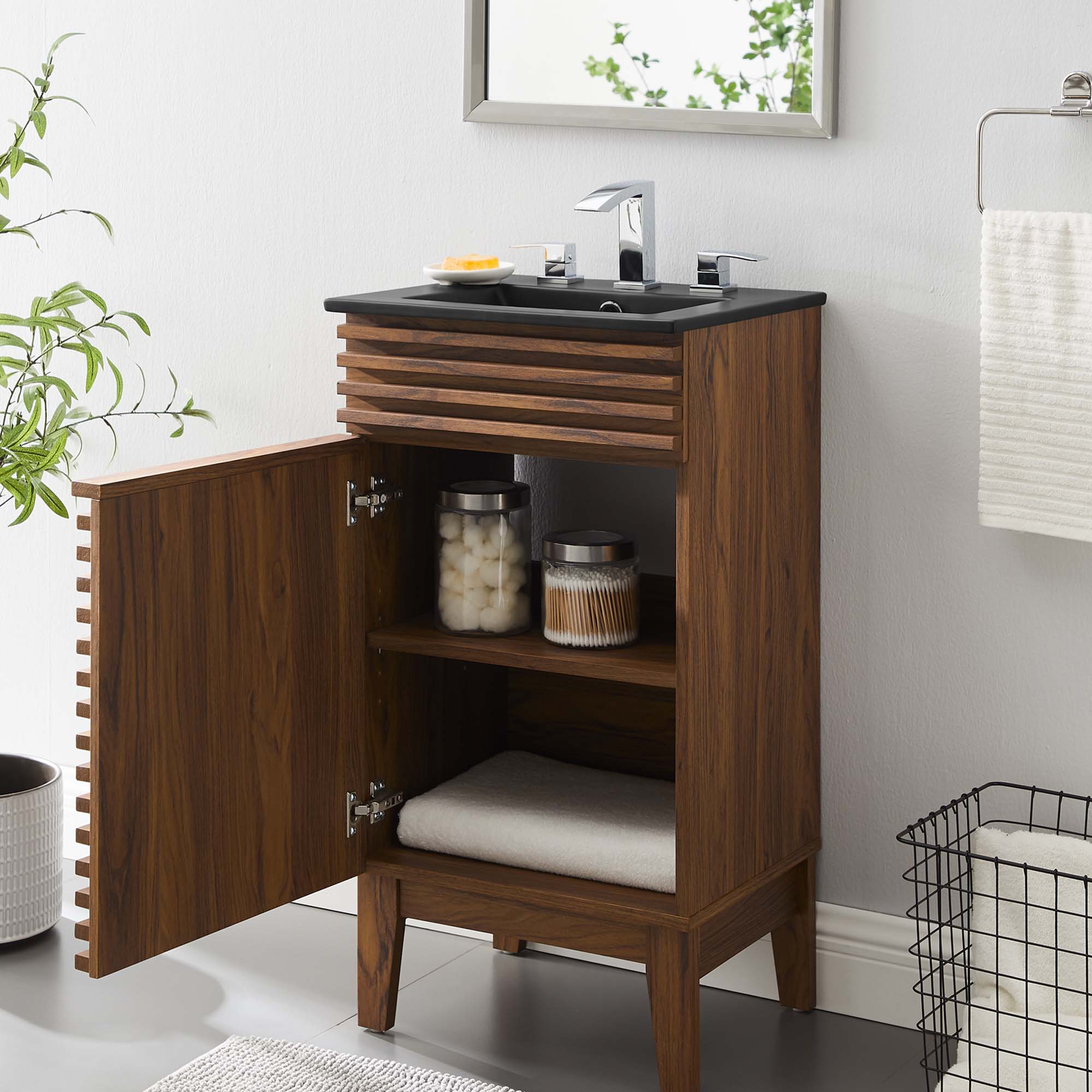 Meuble-lavabo de salle de bain avec vasque noire incluse