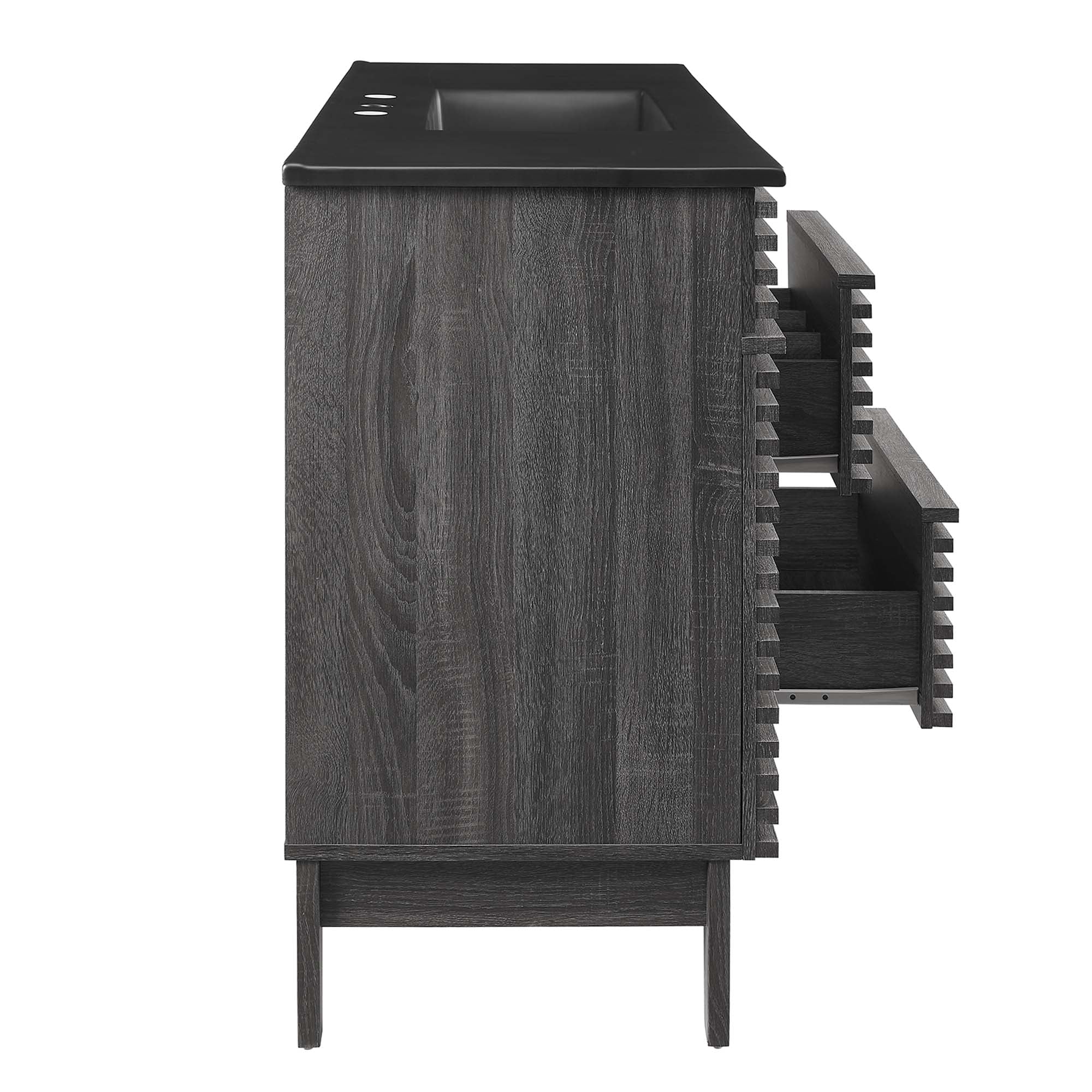 Meuble-lavabo à double vasque avec vasque noire incluse