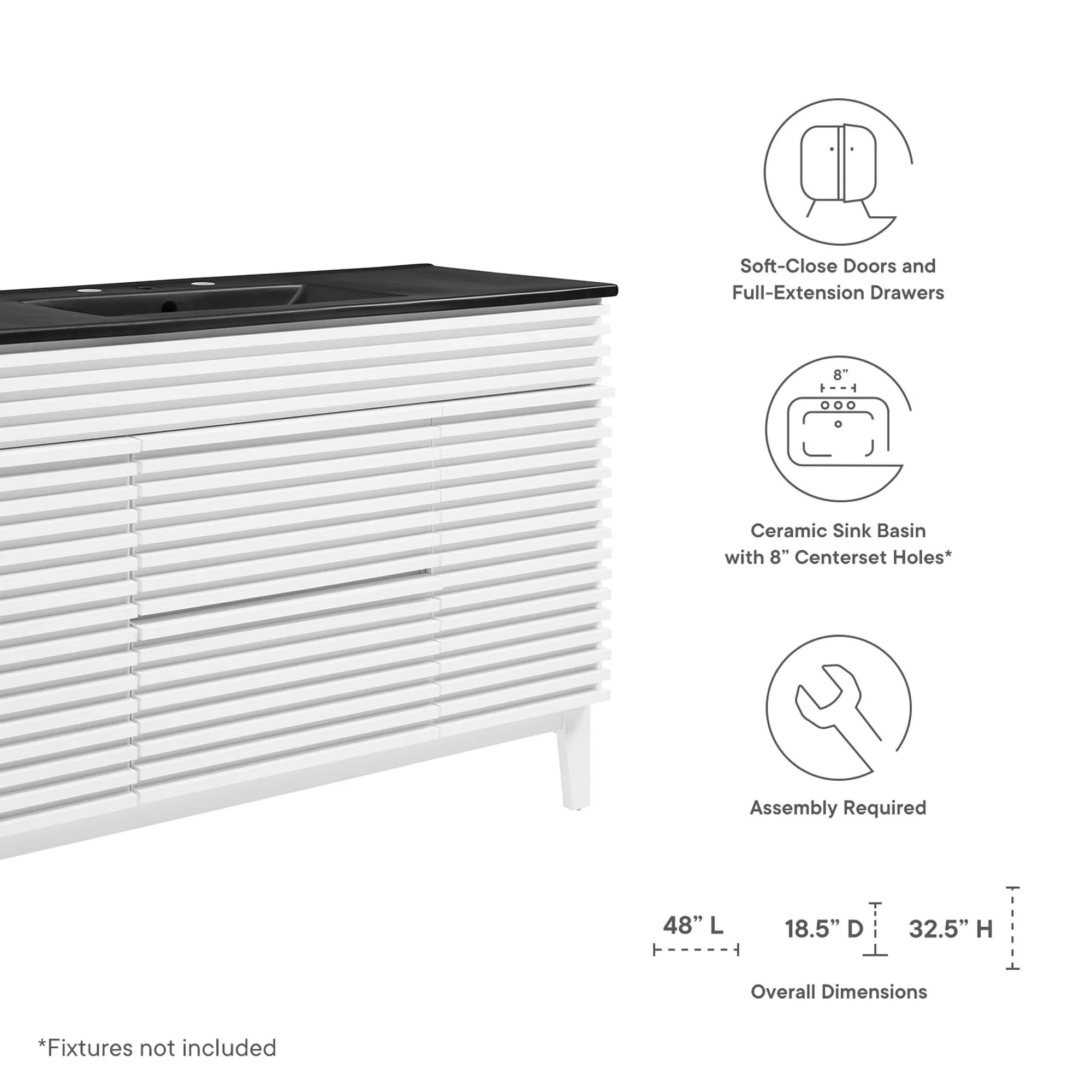 Meuble-lavabo à double vasque avec vasque noire incluse