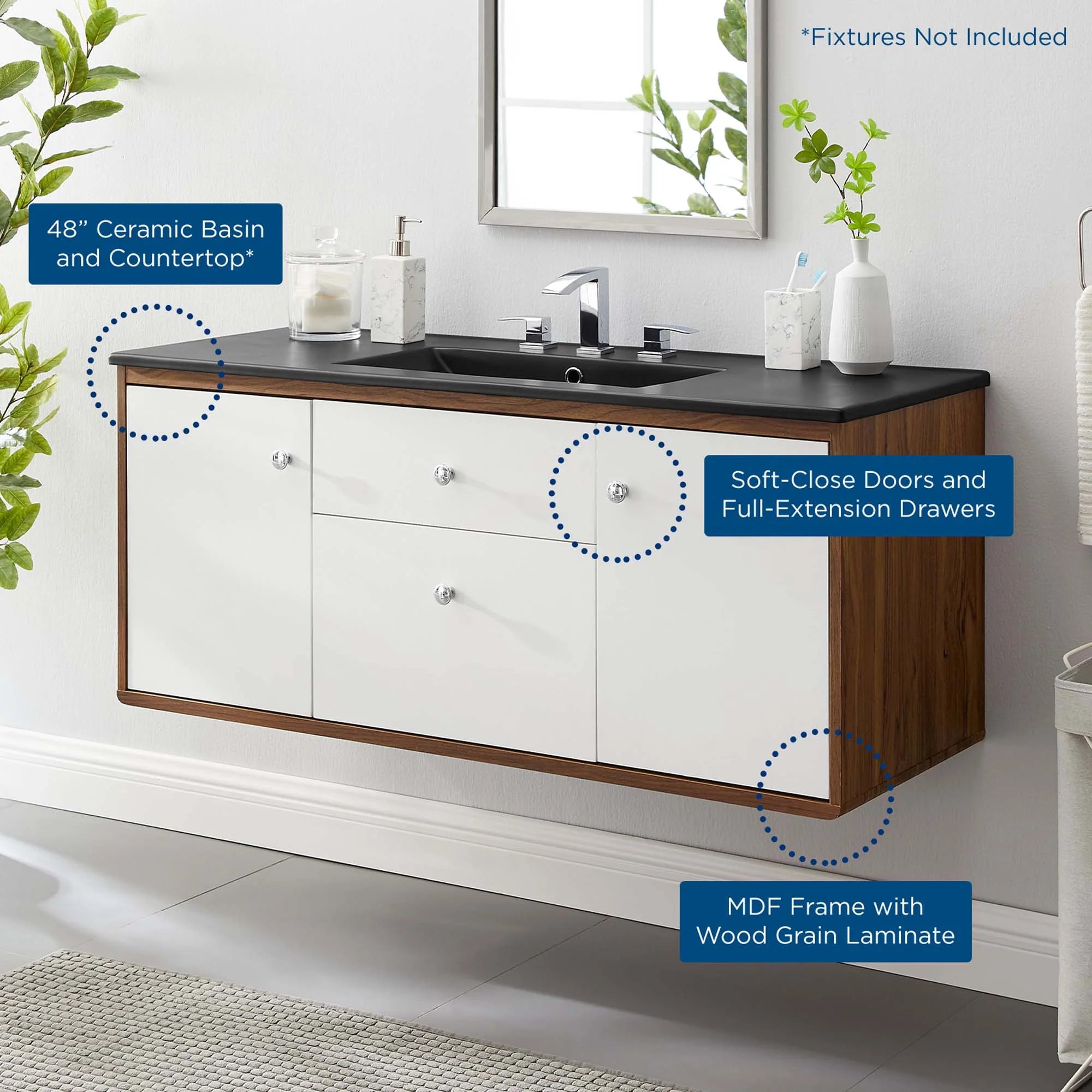 Transmit Wall-Mount Bathroom Vanity Basin Included