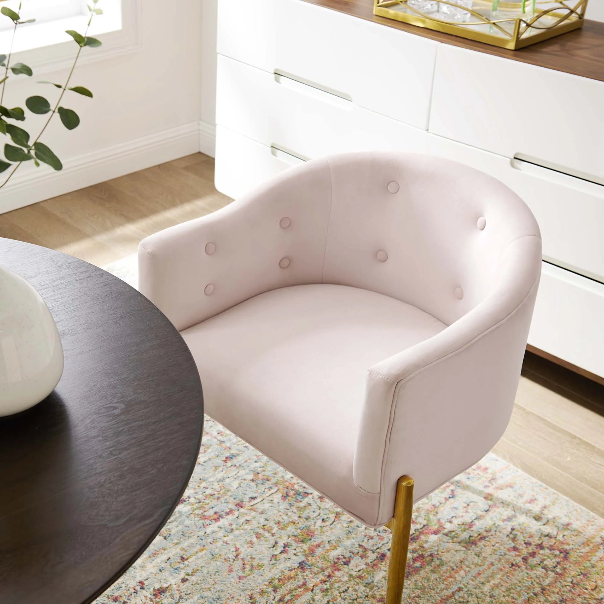 Fauteuil de salon en velours Ponder Performance 