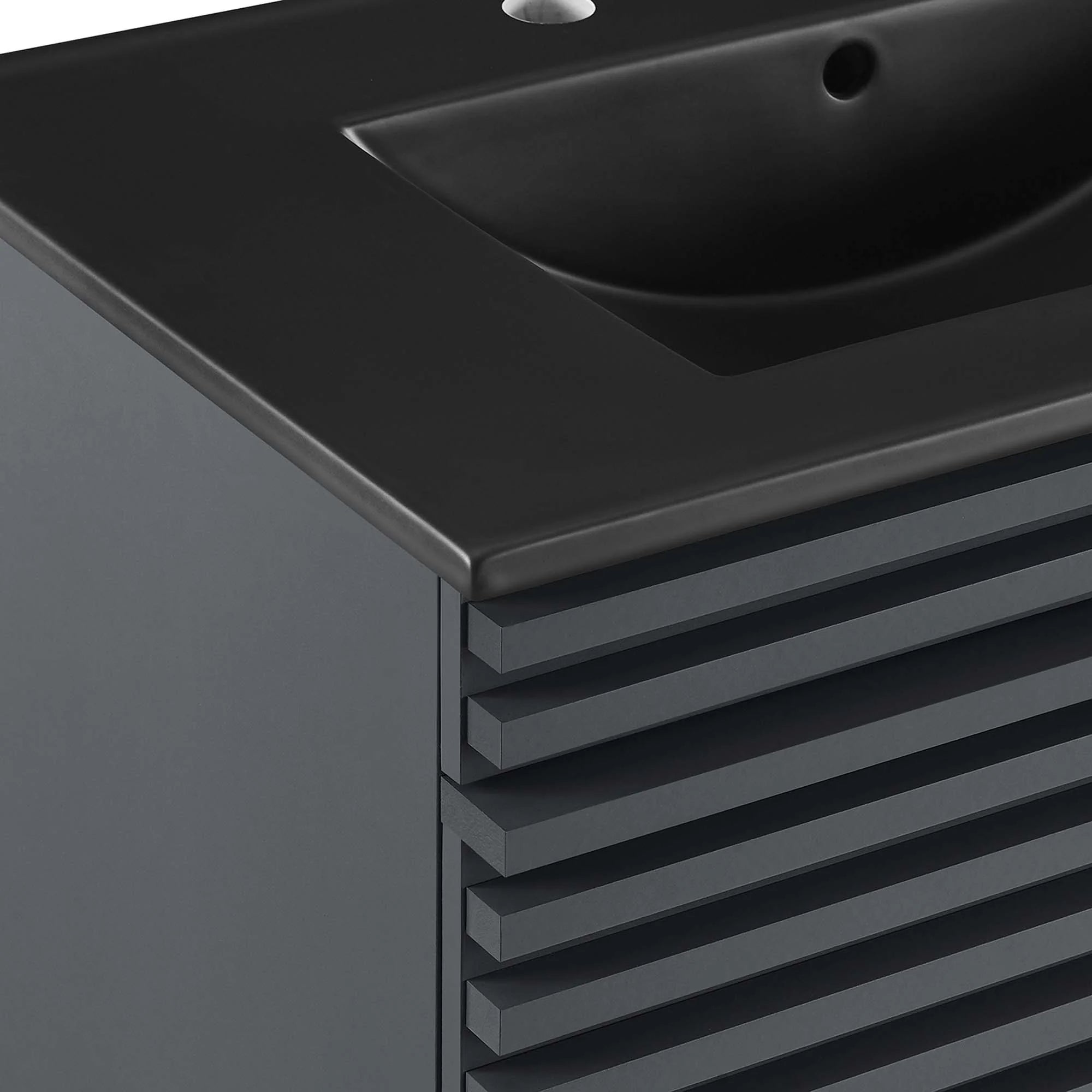 Render Wall-Mount Bathroom Vanity with Black Basin Included