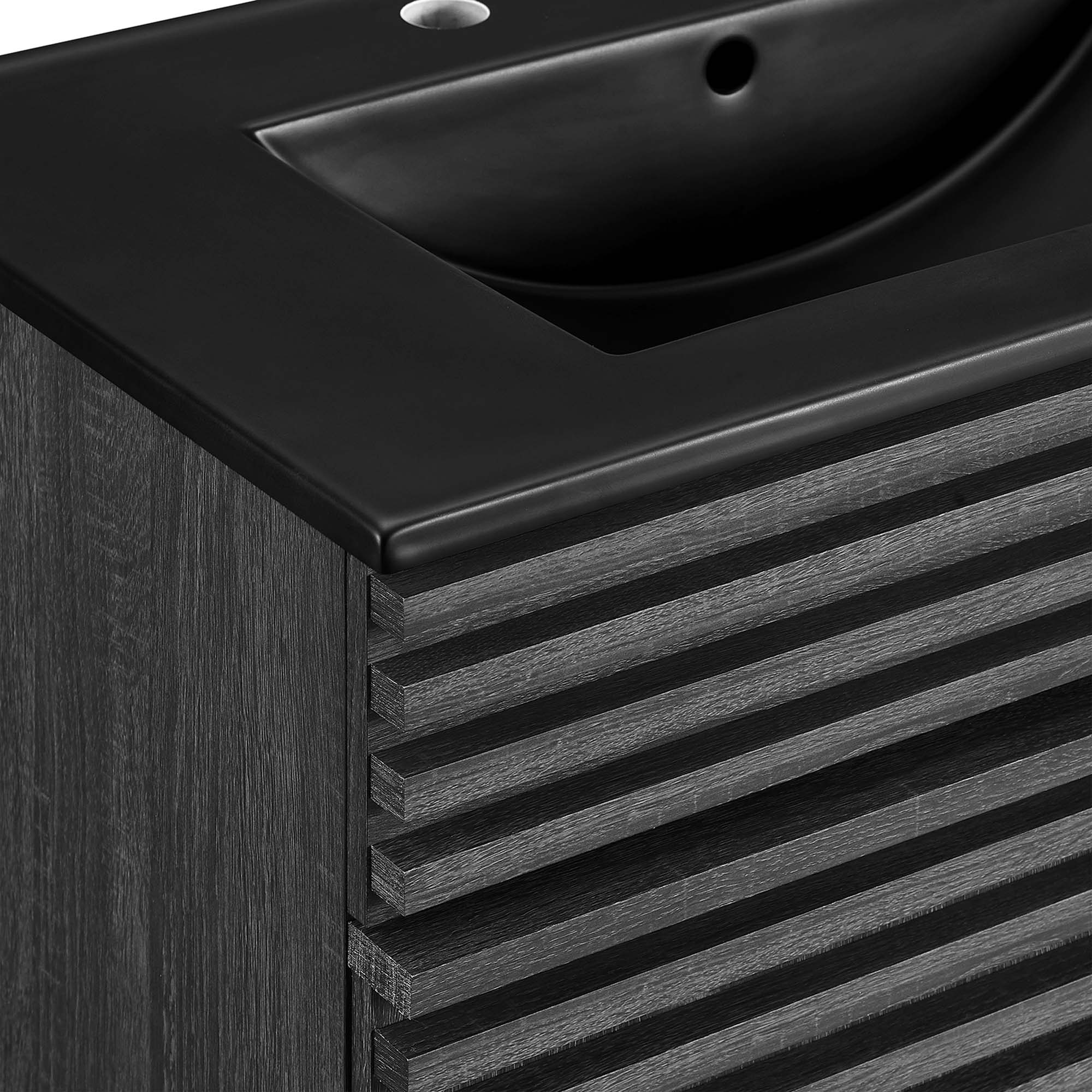 Meuble-lavabo de salle de bain avec vasque noire incluse