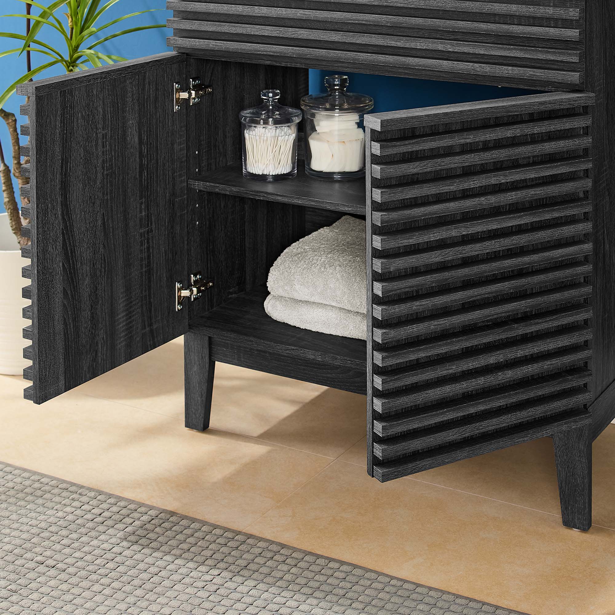 Meuble-lavabo de salle de bain avec vasque noire incluse