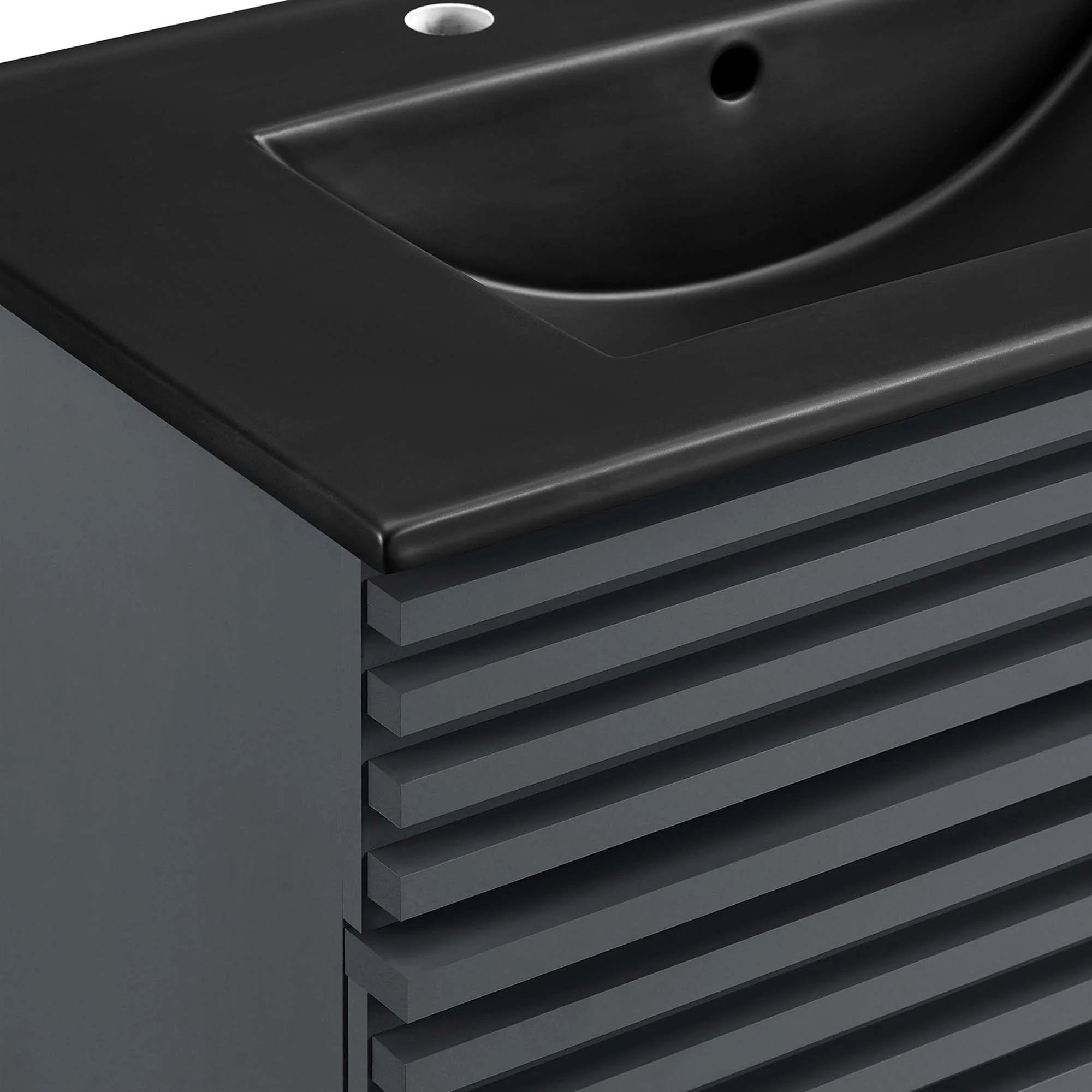 Meuble-lavabo de salle de bain avec vasque noire incluse