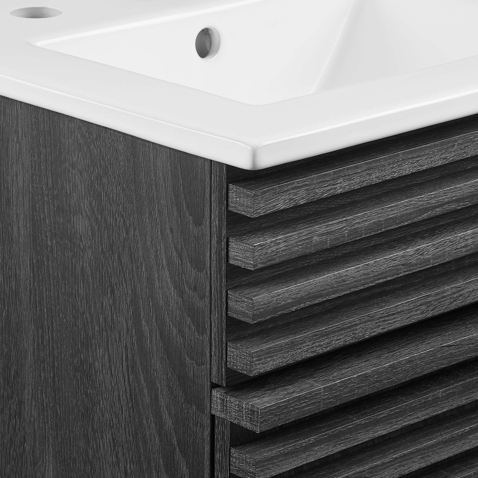 Meubles de salle de bain en bois avec vasque blanche incluse