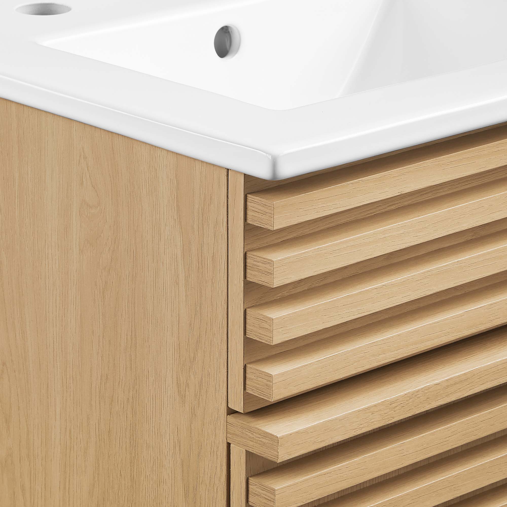 Meubles de salle de bain en bois avec vasque blanche incluse