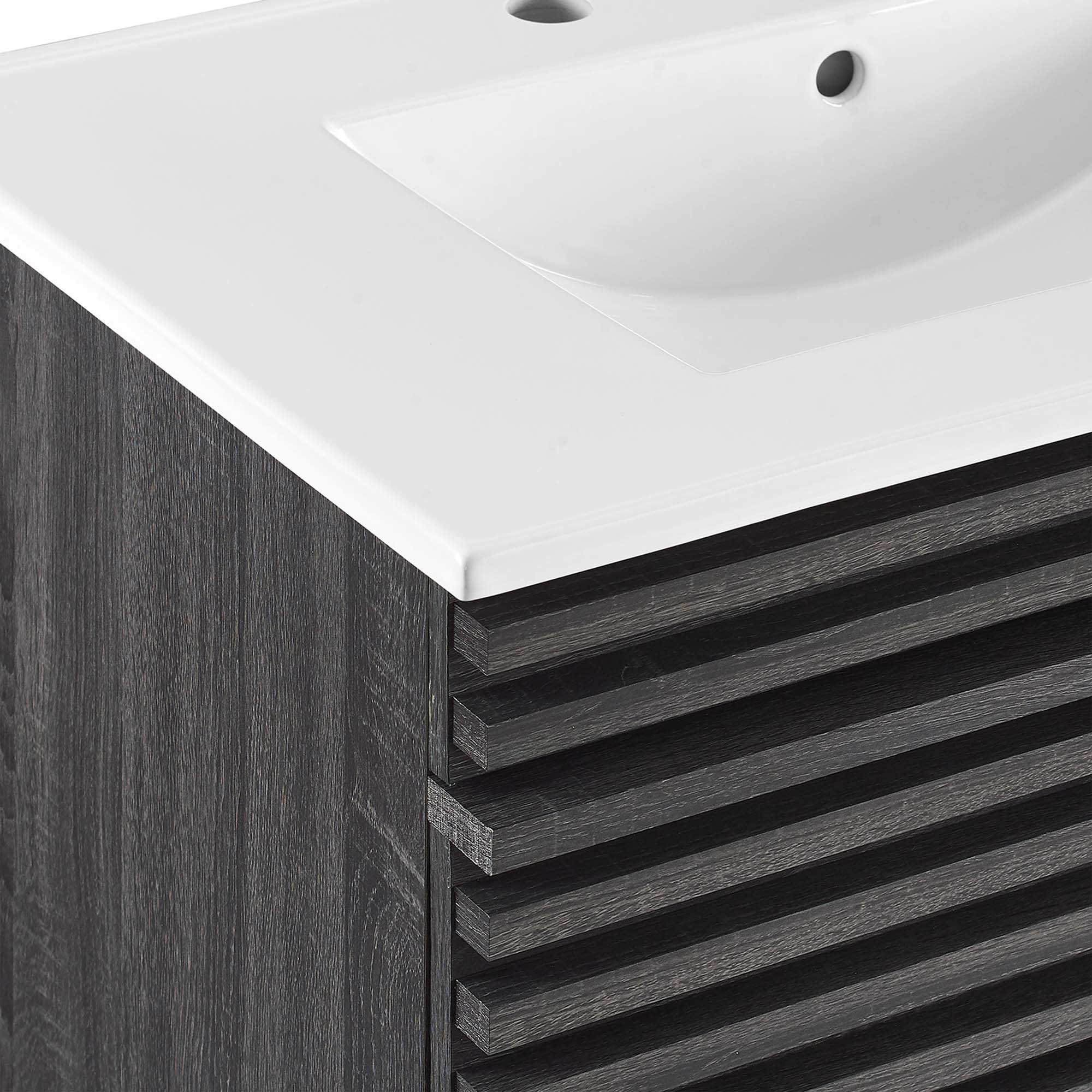 Render Wall-Mount Bathroom Vanity with White Basin Included