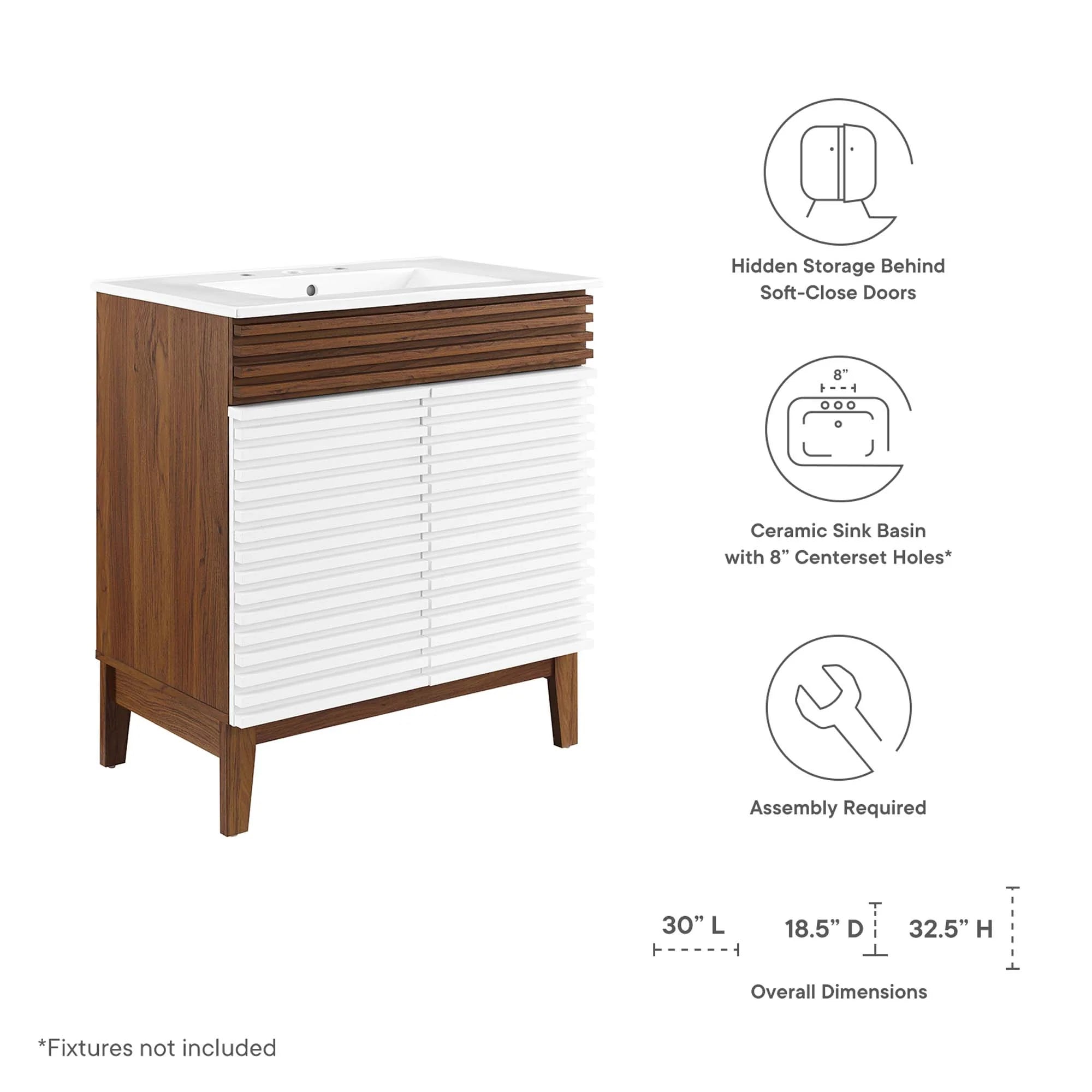 Meubles de salle de bain en bois avec vasque blanche incluse