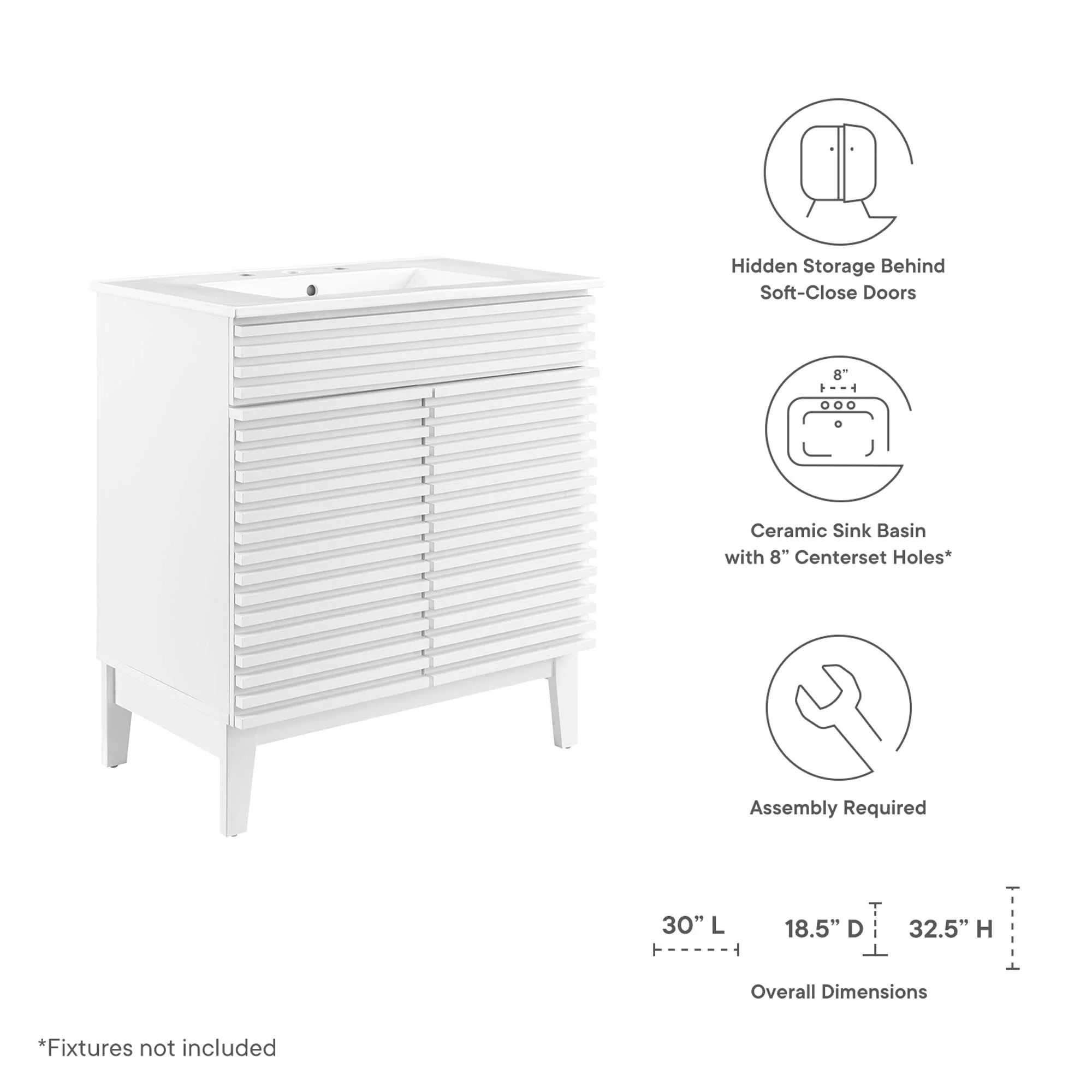 Meubles de salle de bain en bois avec vasque blanche incluse