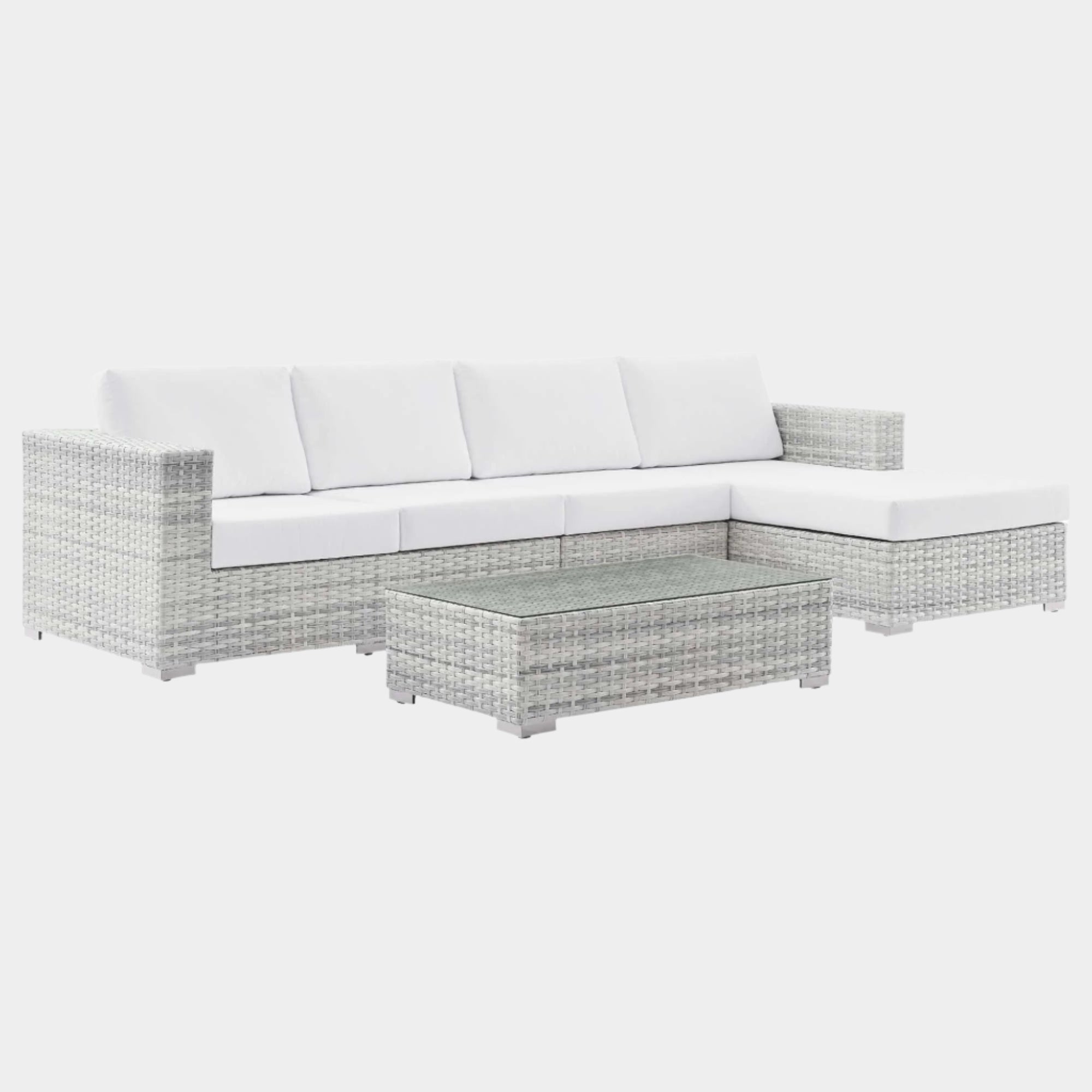 Convene 4-Piece Outdoor Patio Sectional Set in Light Gray White