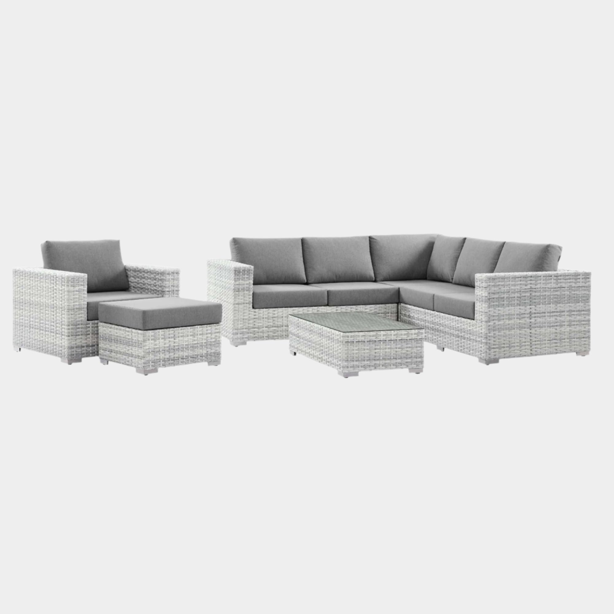 Convene 6-Piece Outdoor Patio Sectional Set in Light Gray Gray