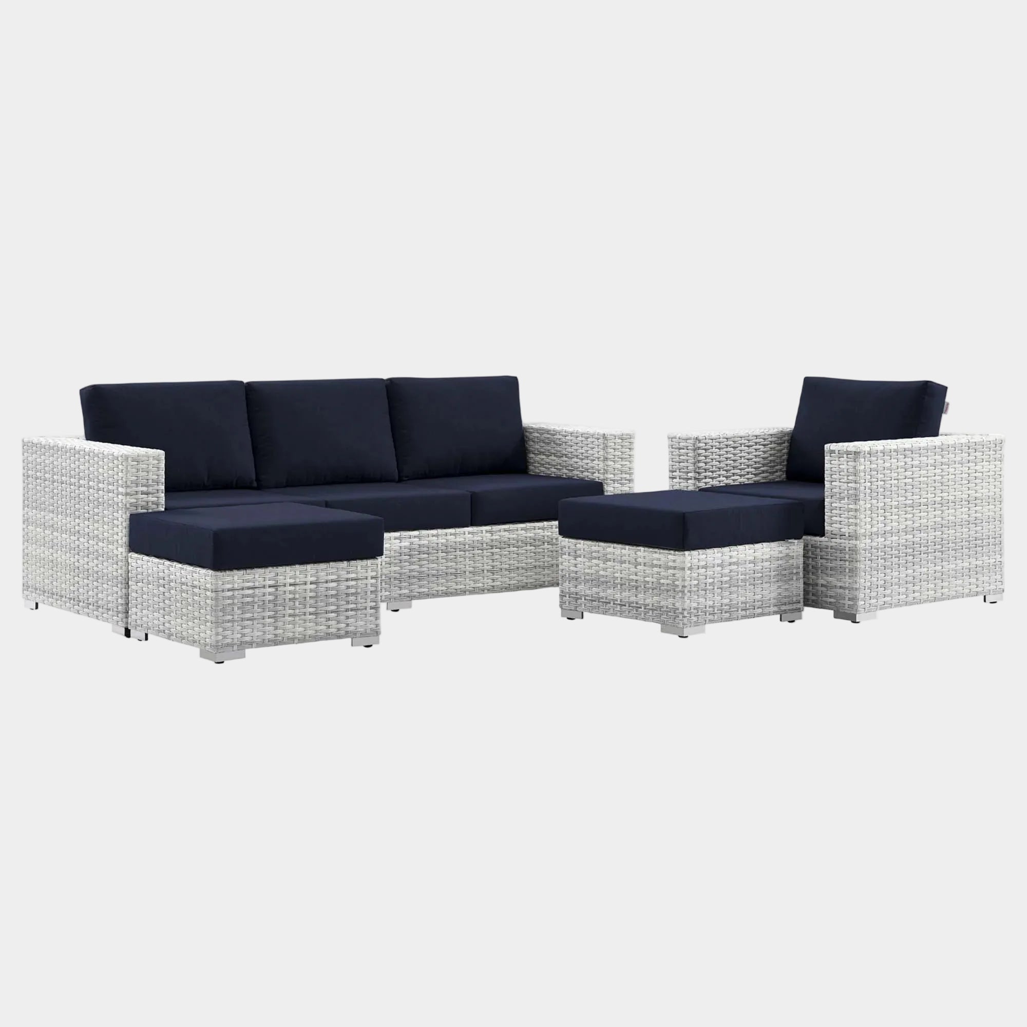 Convene 4-Piece Outdoor Patio Set in Light Gray Navy