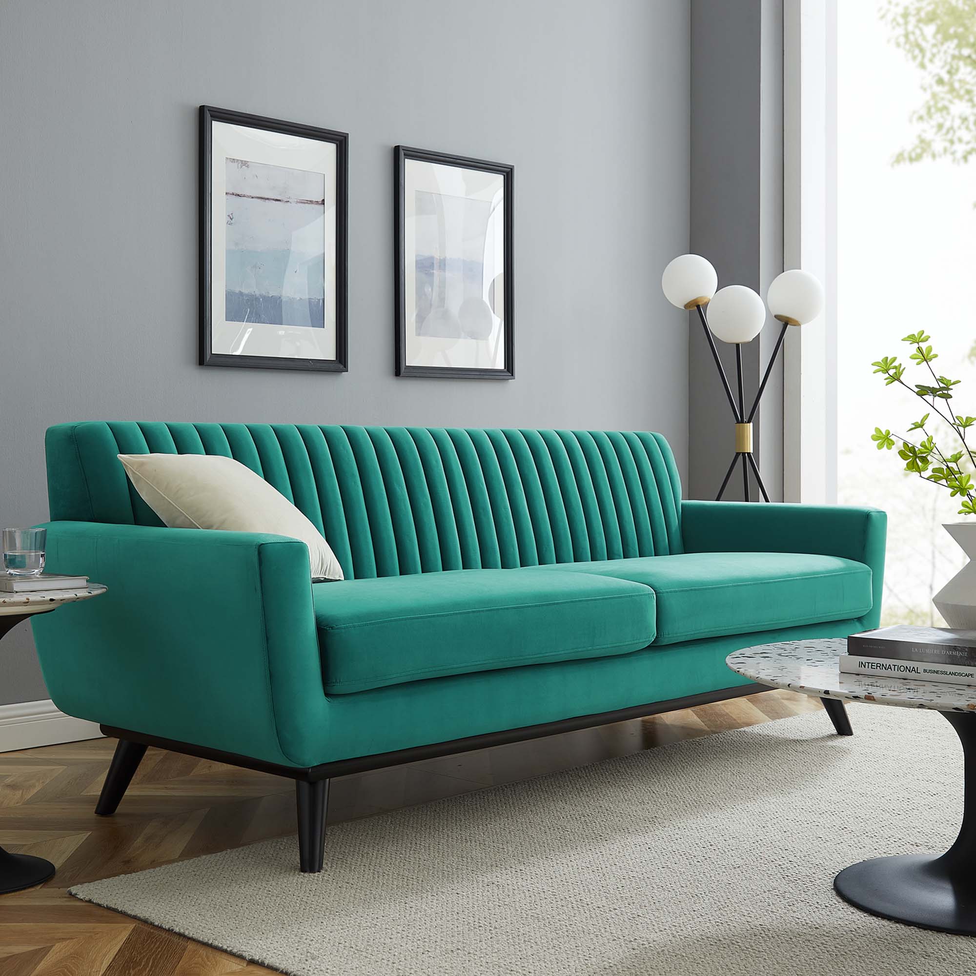 Engage Channel Tufted Performance Velvet Sofa