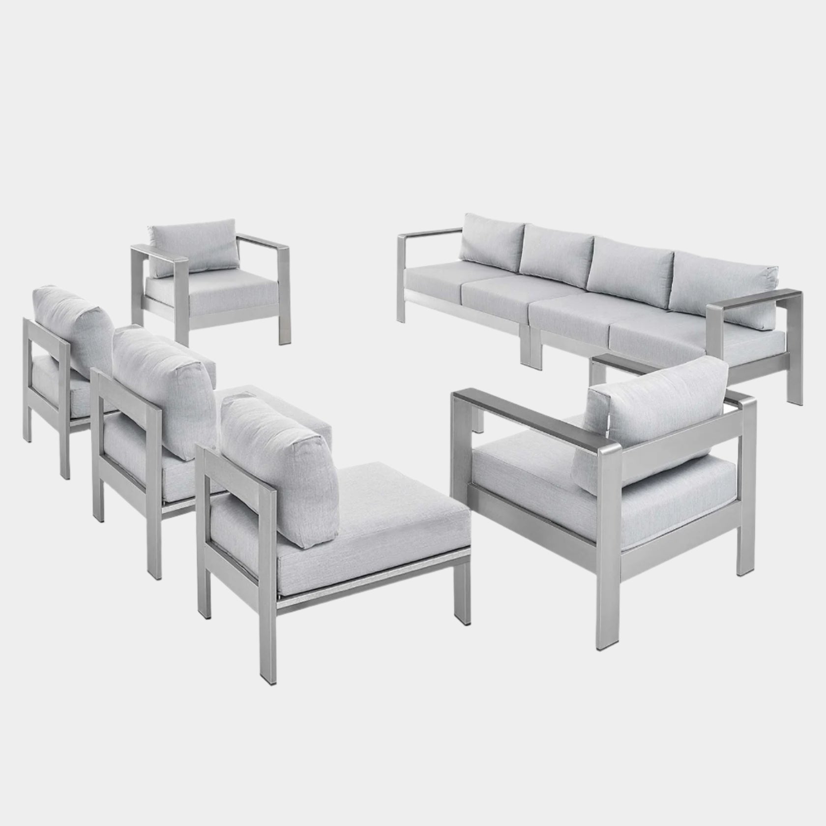 Shore 7 Piece Sunbrella® Fabric Outdoor Patio Aluminum Sectional Sofa Set