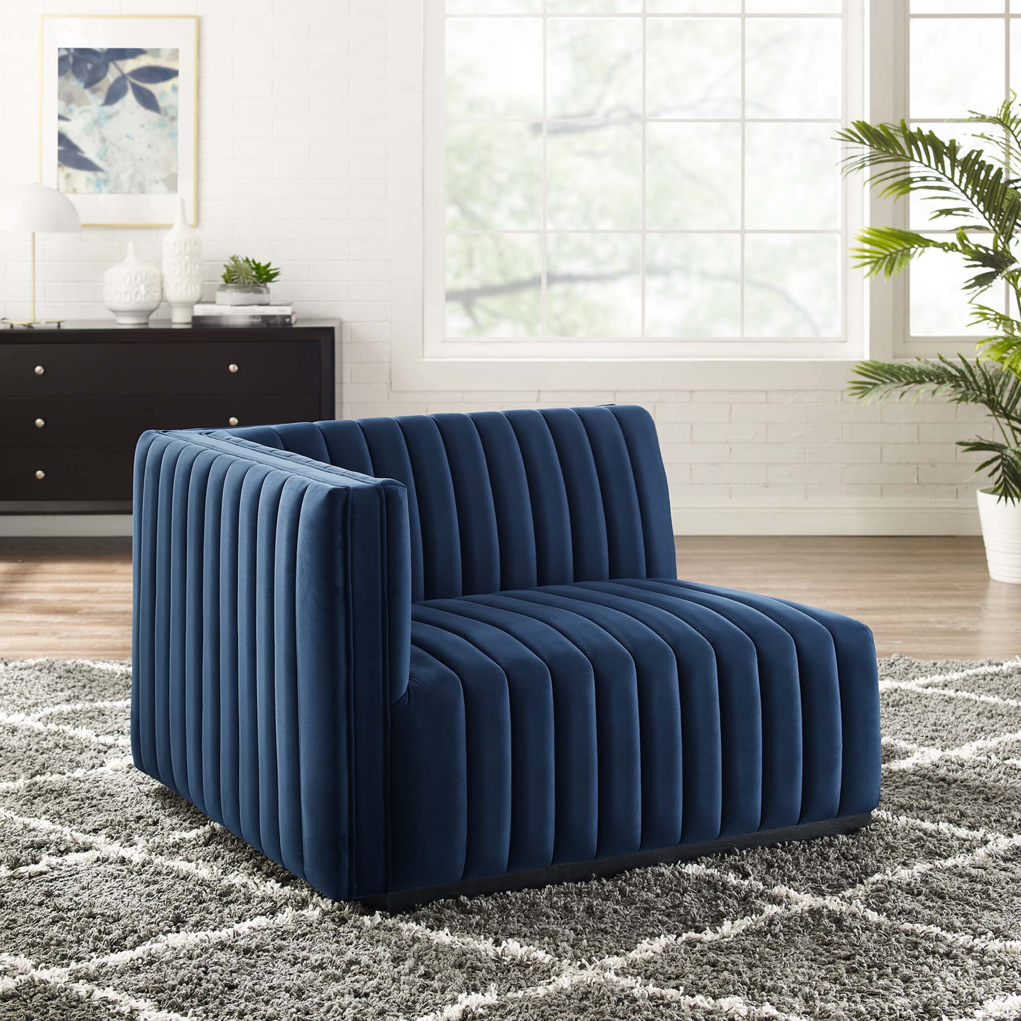 Conjure Channel Tufted Performance Velvet Left-Arm Chair