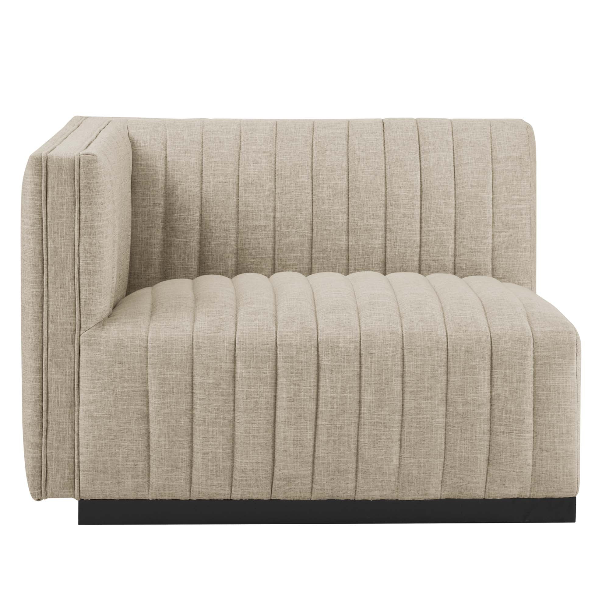 Conjure Channel Tufted Upholstered Fabric Left-Arm Chair