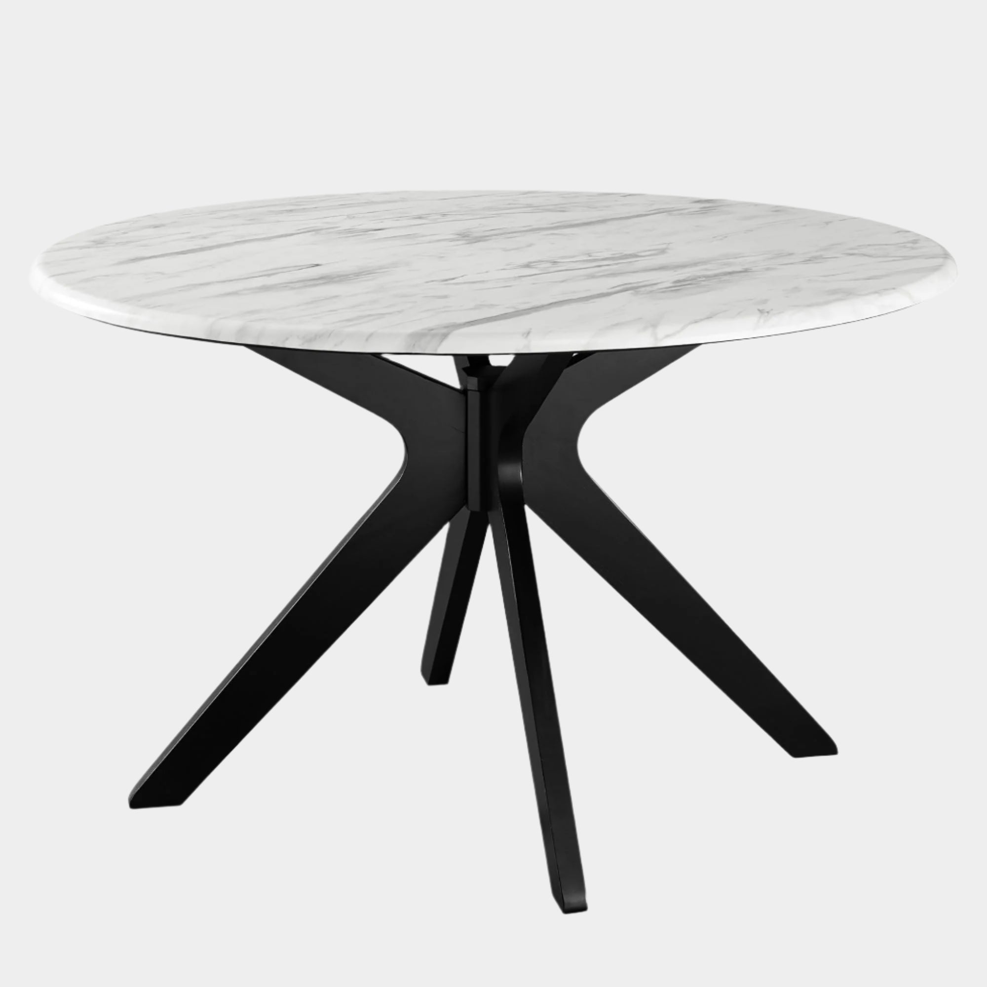 Traverse 50" Round Performance Artificial Marble Dining Table in Black White