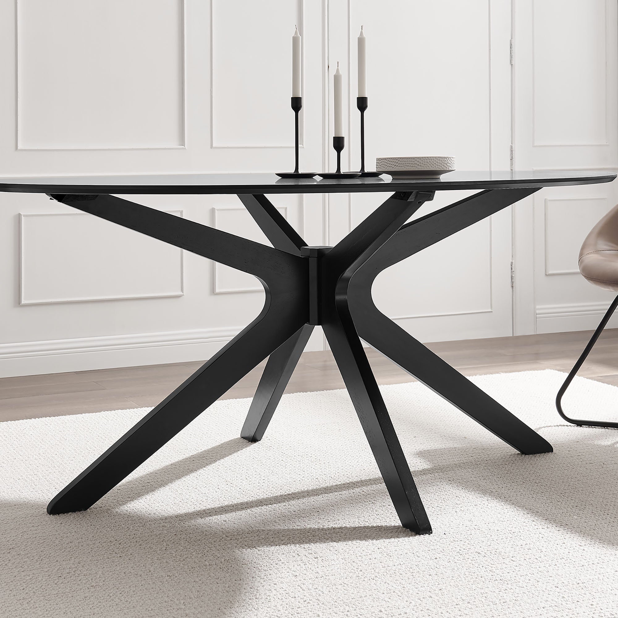 Traverse 63" Oval Dining Table in Black Black