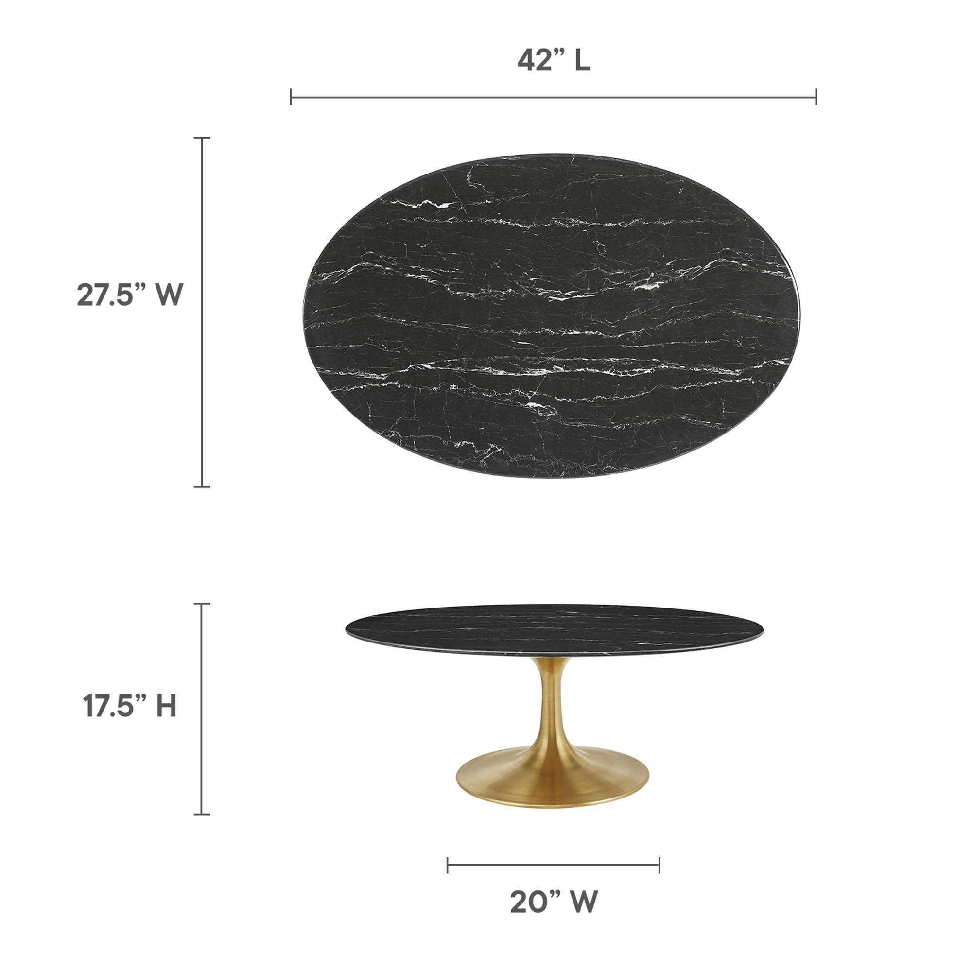 Oval Faux Marble Coffee Table