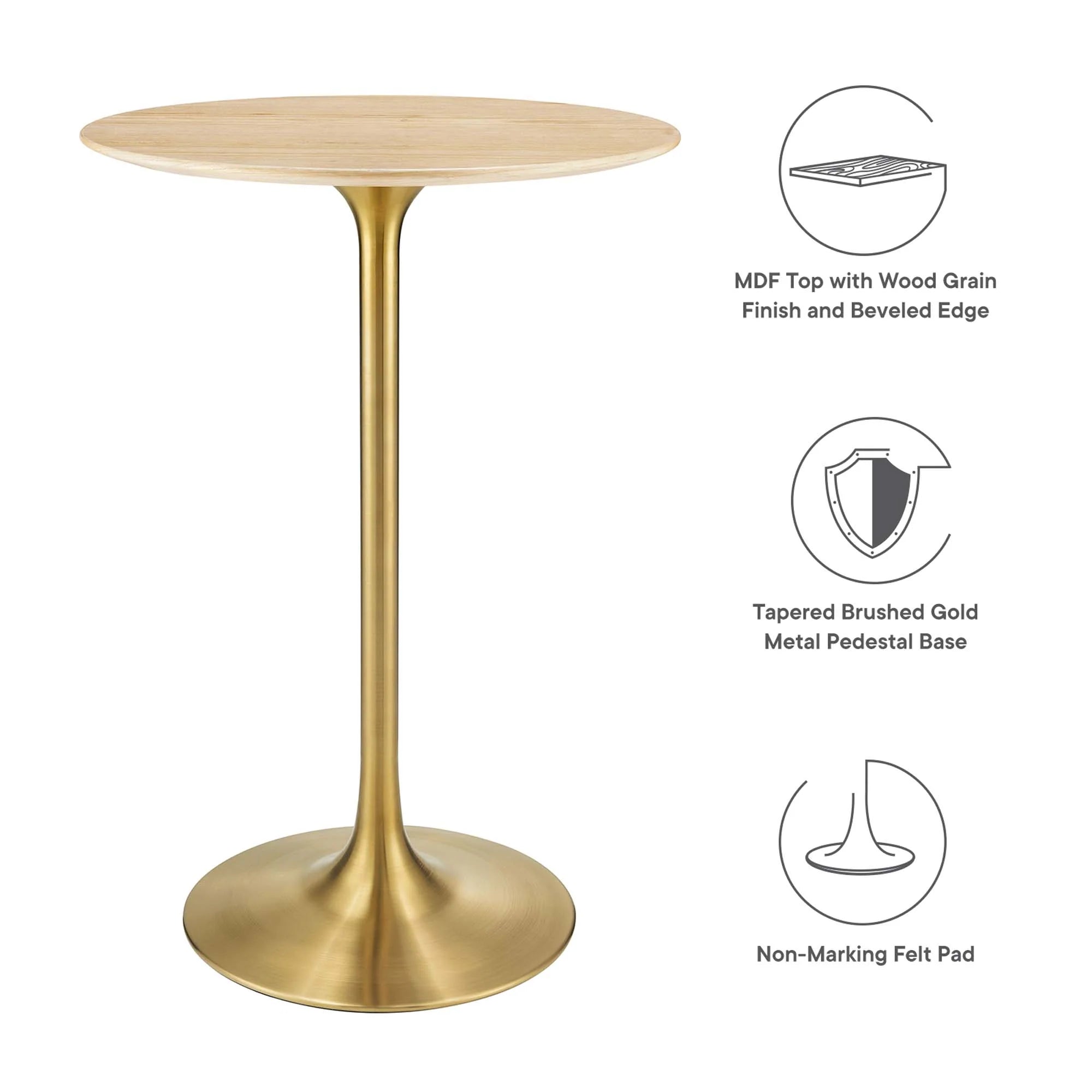 Lippa Round Wood Bar Table