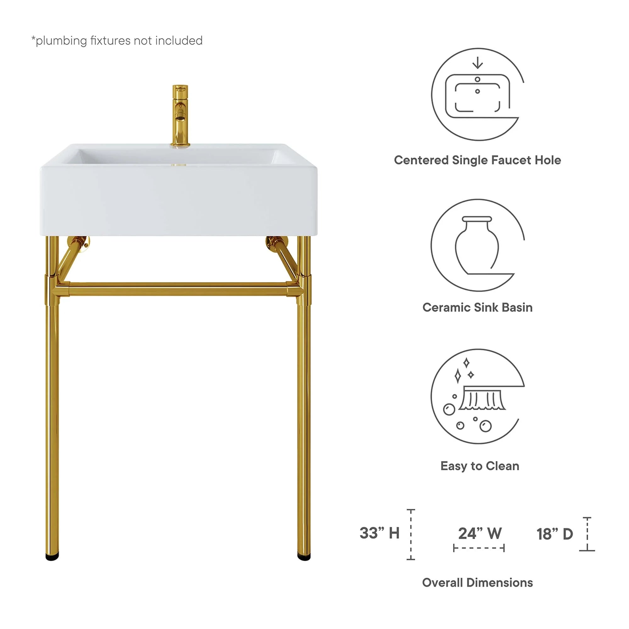 Redeem Acrylic Wall-Mount Bathroom Vanity Basin Included