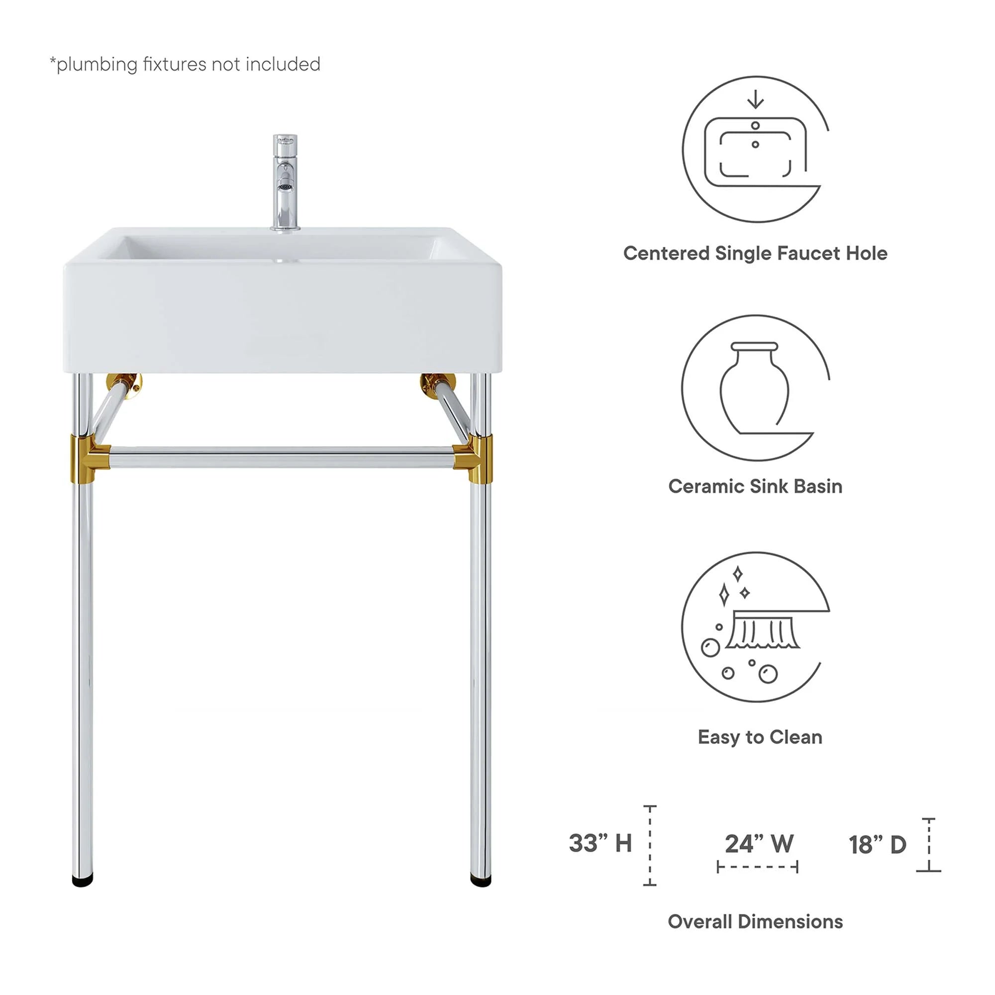 Redeem Acrylic Wall-Mount Bathroom Vanity Basin Included