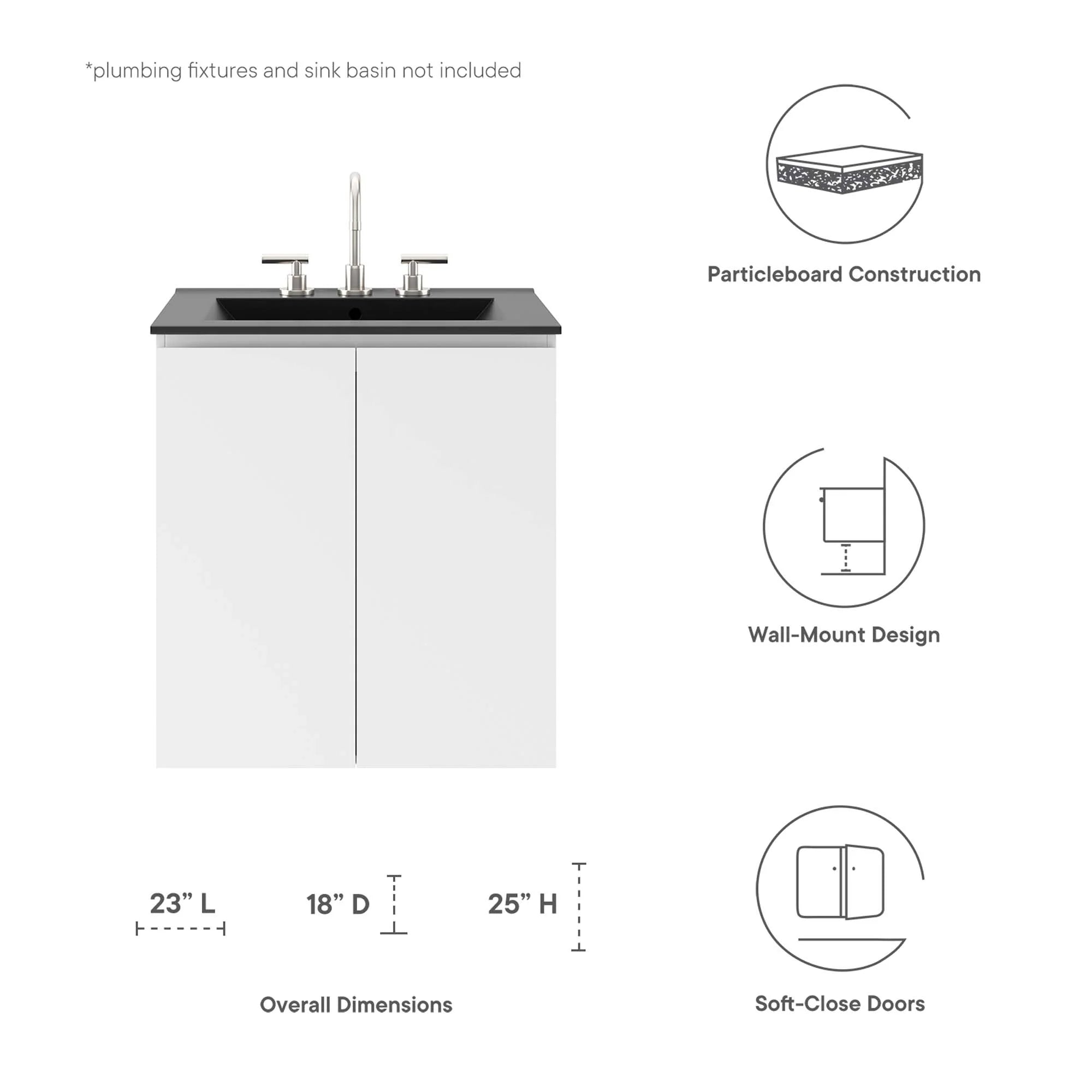 Meuble de salle de bain mural Bryn Lavabo non inclus