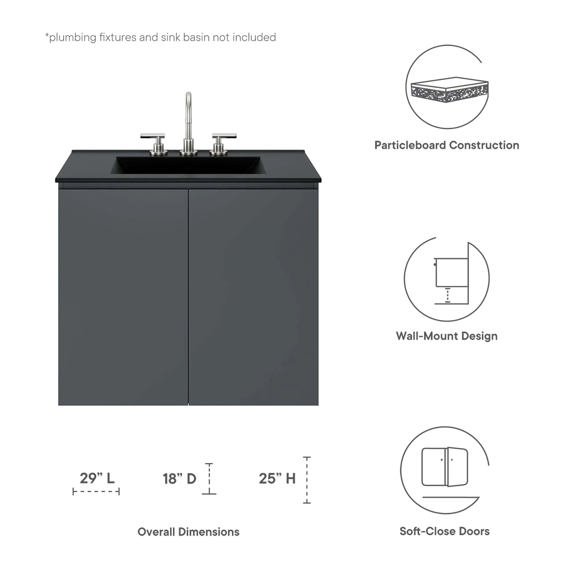 Meuble de salle de bain mural Bryn Lavabo non inclus