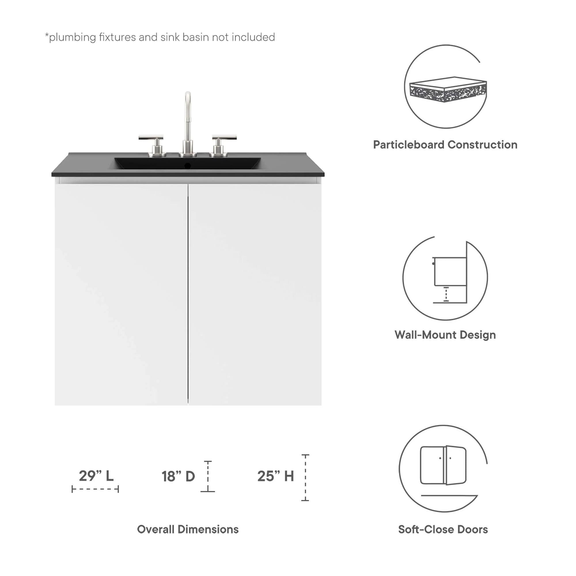 Meuble de salle de bain mural Bryn Lavabo non inclus