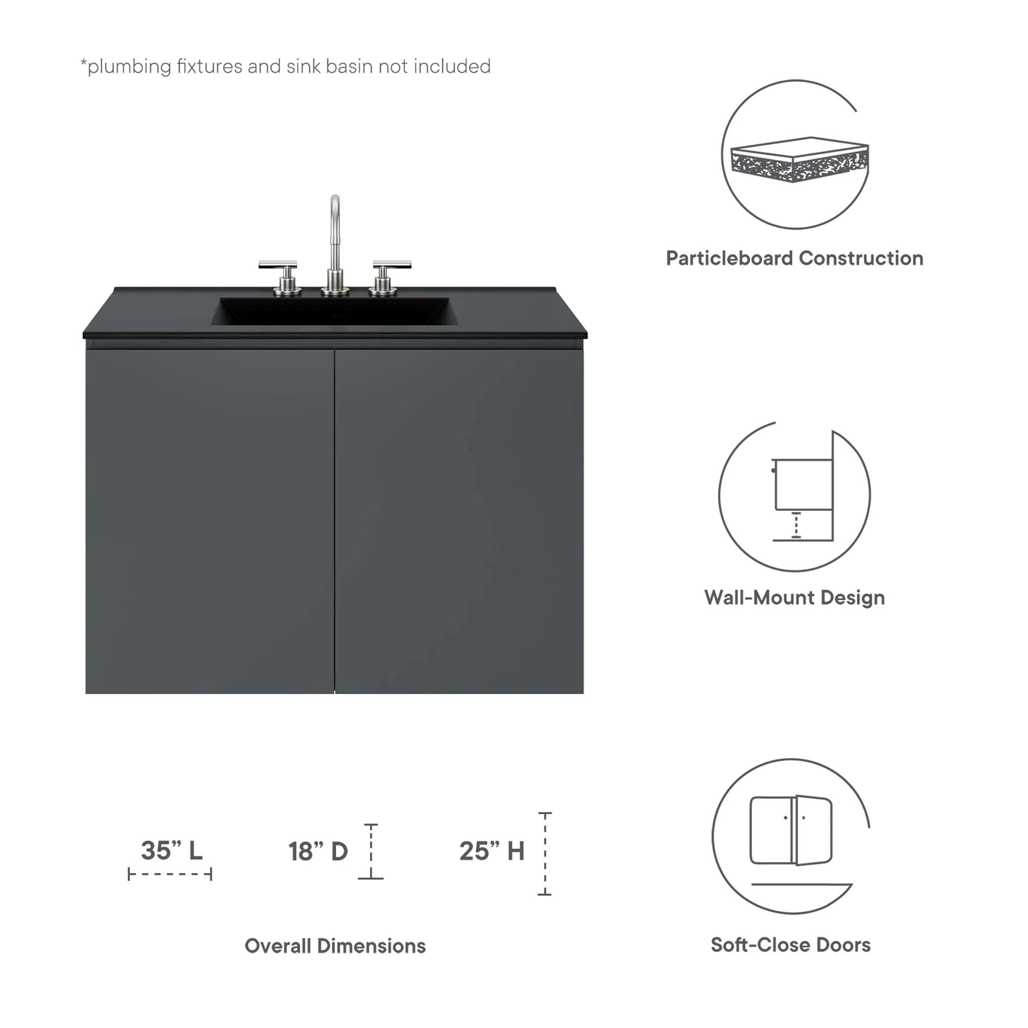 Meuble de salle de bain mural Bryn Lavabo non inclus