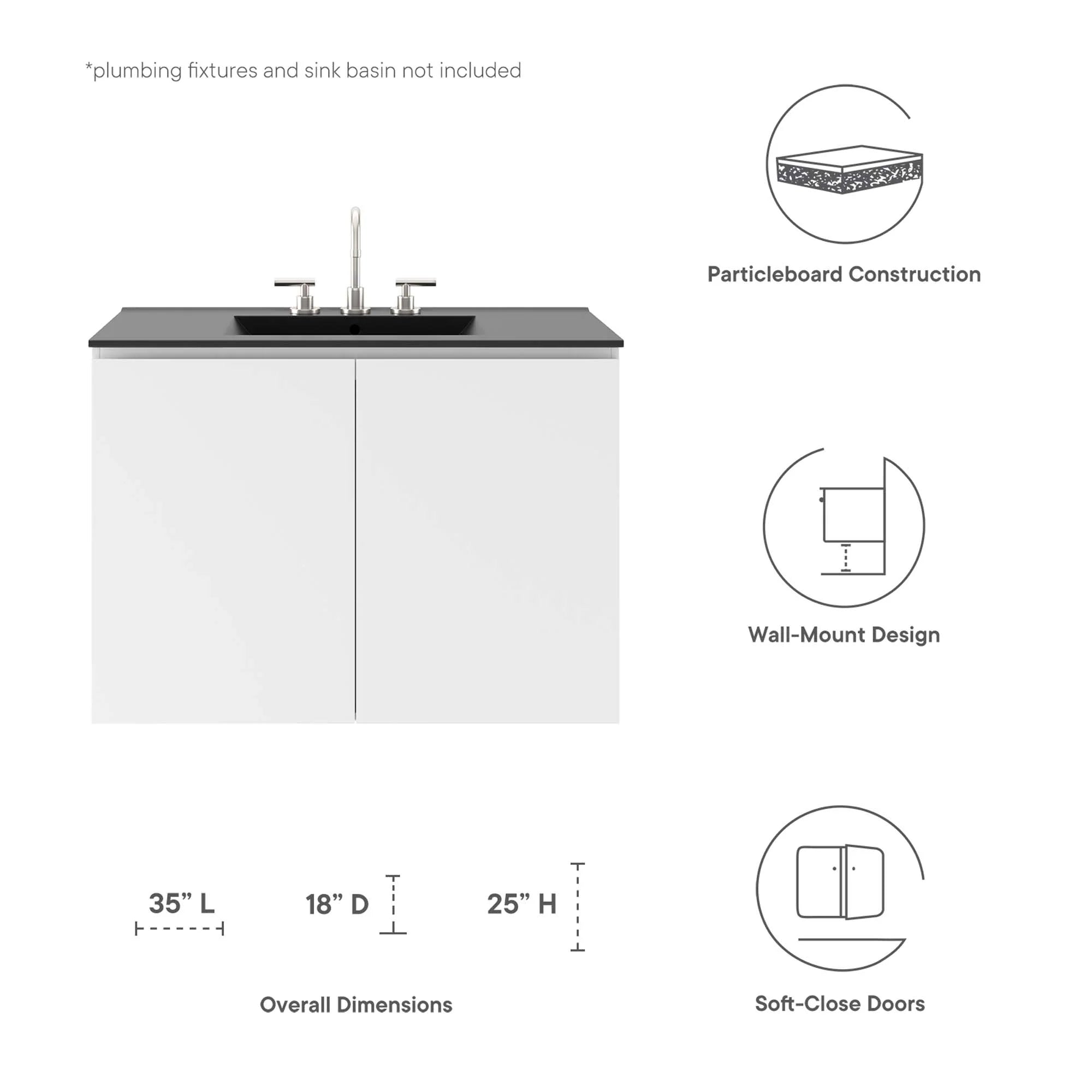 Bryn Wall-Mount Bathroom Cabinet Basin Not Included