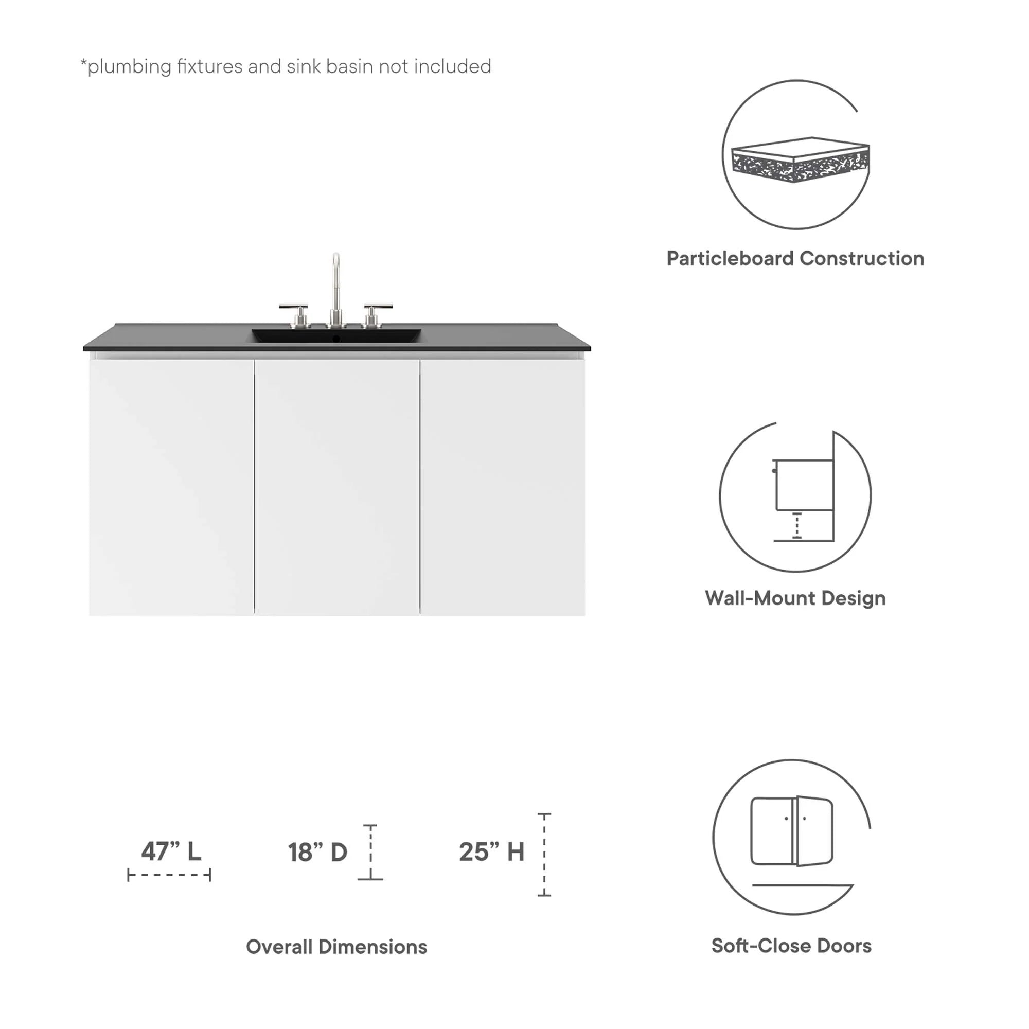 Meuble de salle de bain mural Bryn Lavabo non inclus