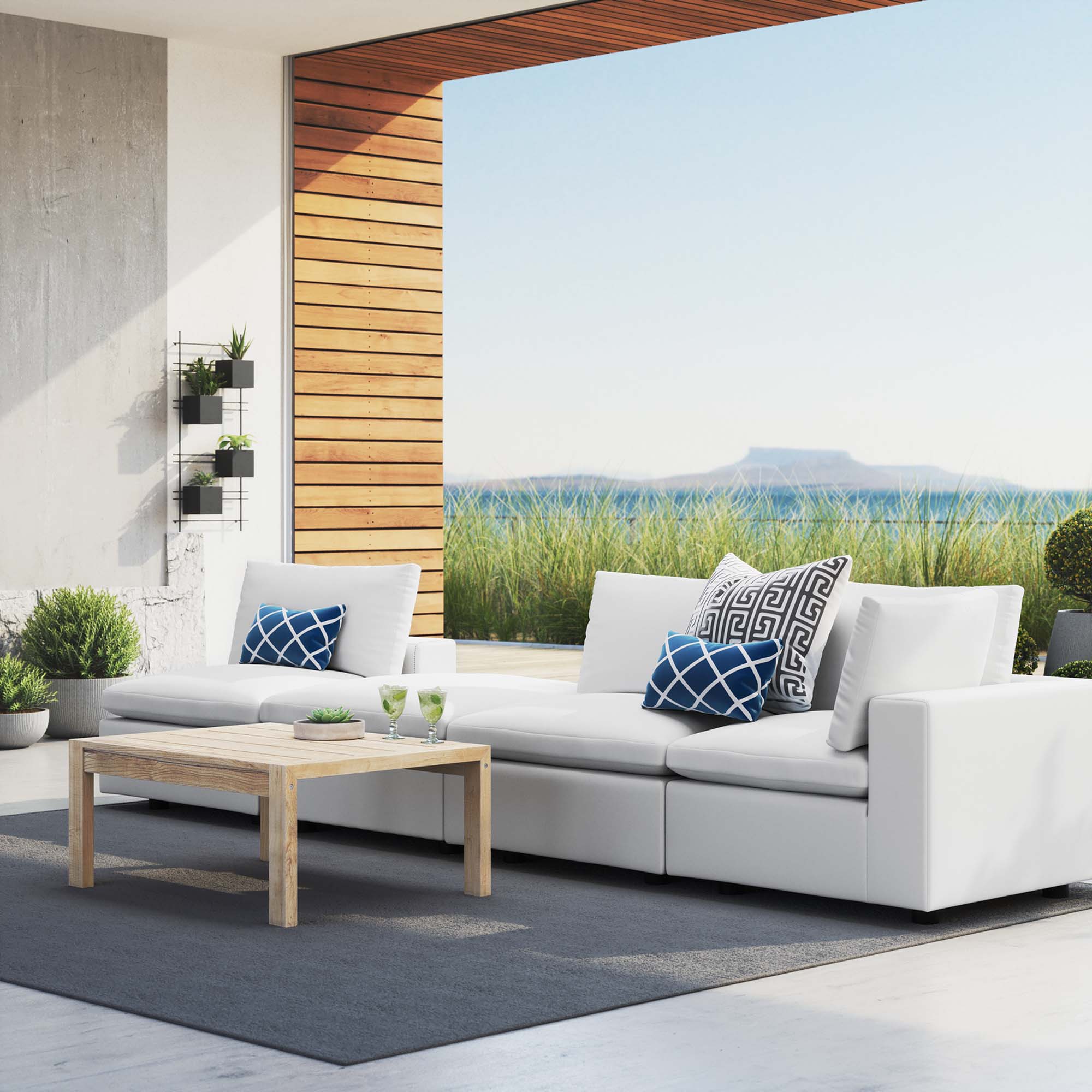Commix 4-Piece Sunbrella® Outdoor Patio Sectional Sofa in White