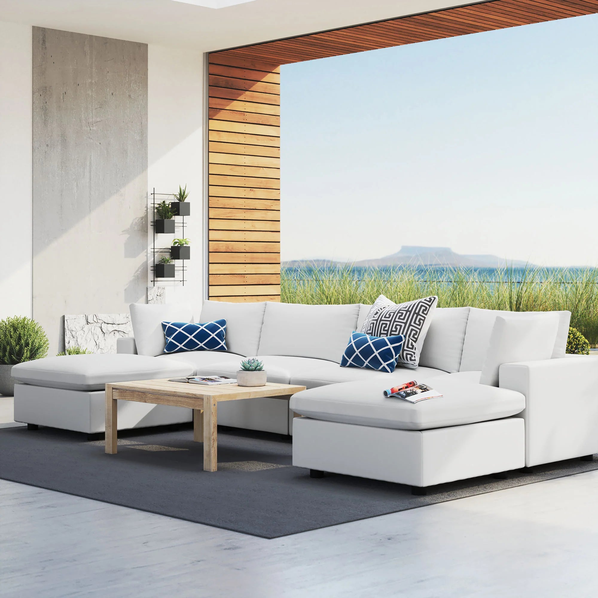 Commix 6-Piece Sunbrella® Outdoor Patio Sectional Sofa in White