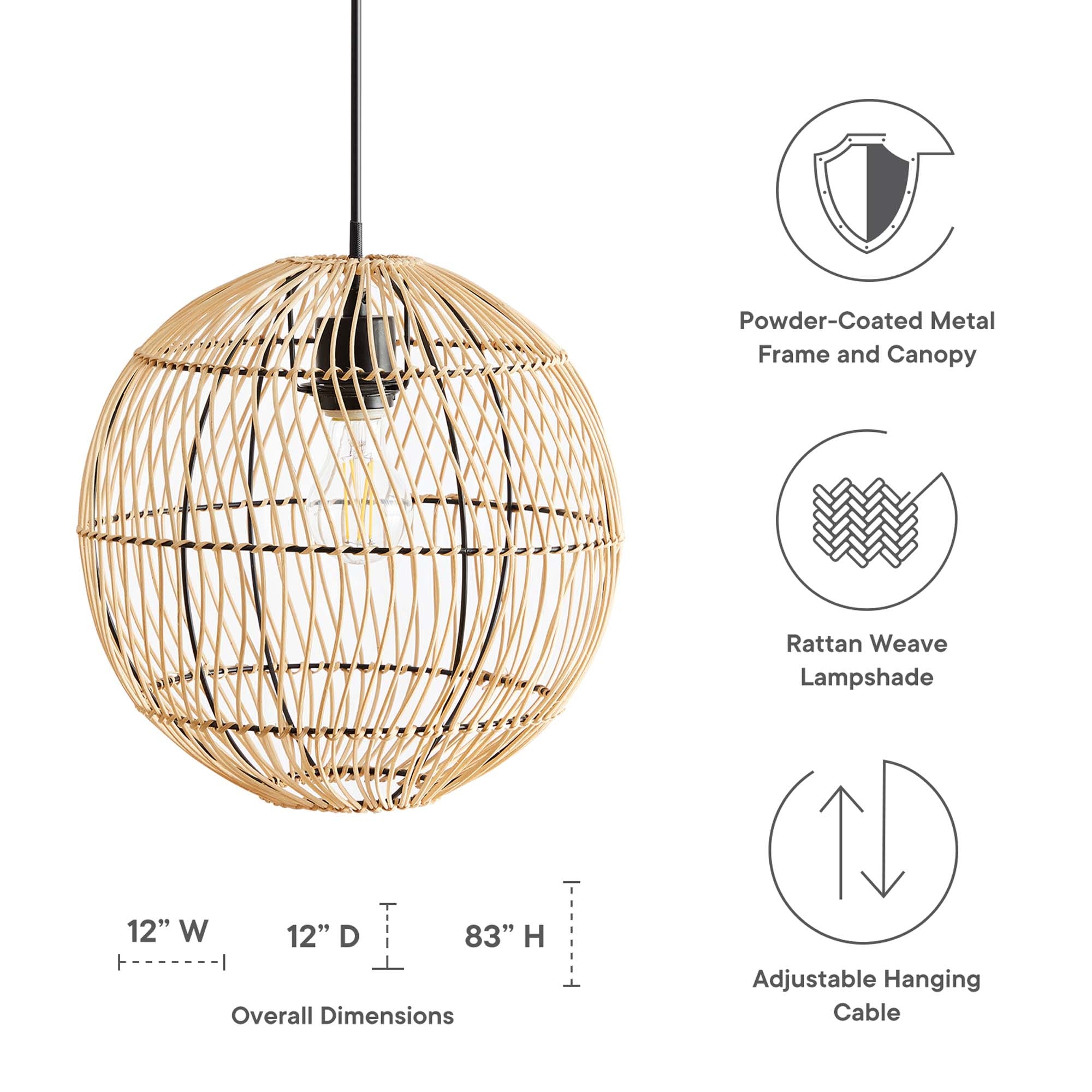 Suspension en rotin Nurture en naturel