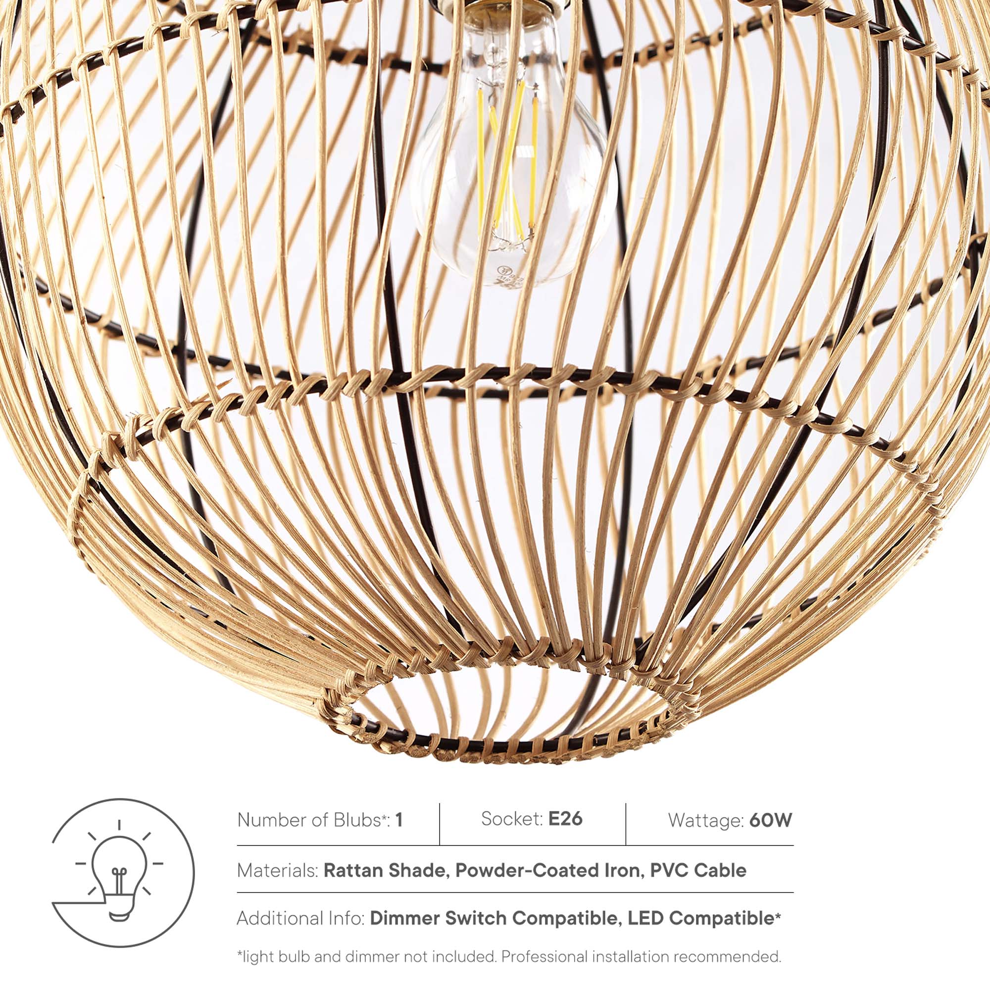 Nurture Rattan Pendant Light in Natural