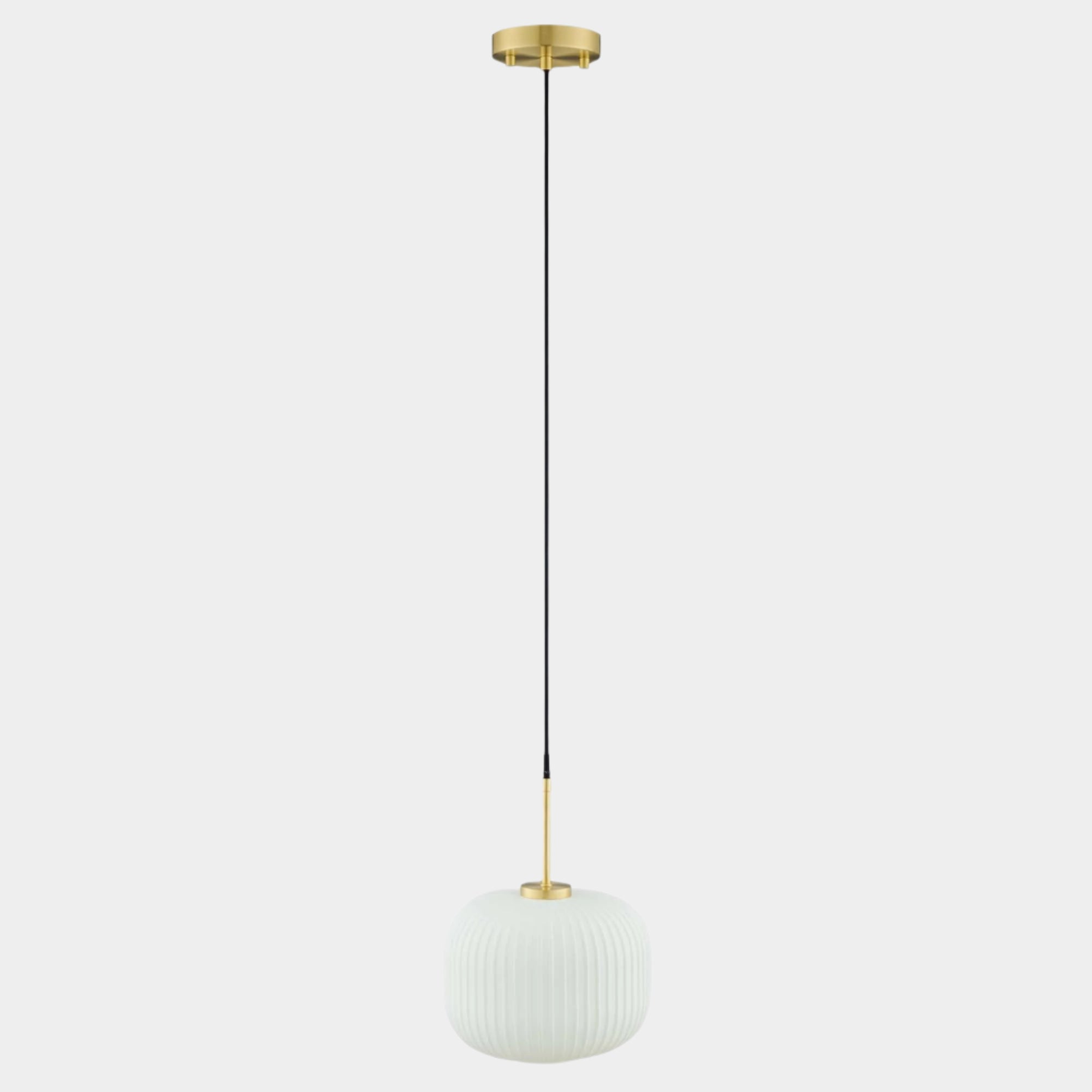 Reprise Glass Pendant Light in White Satin Brass