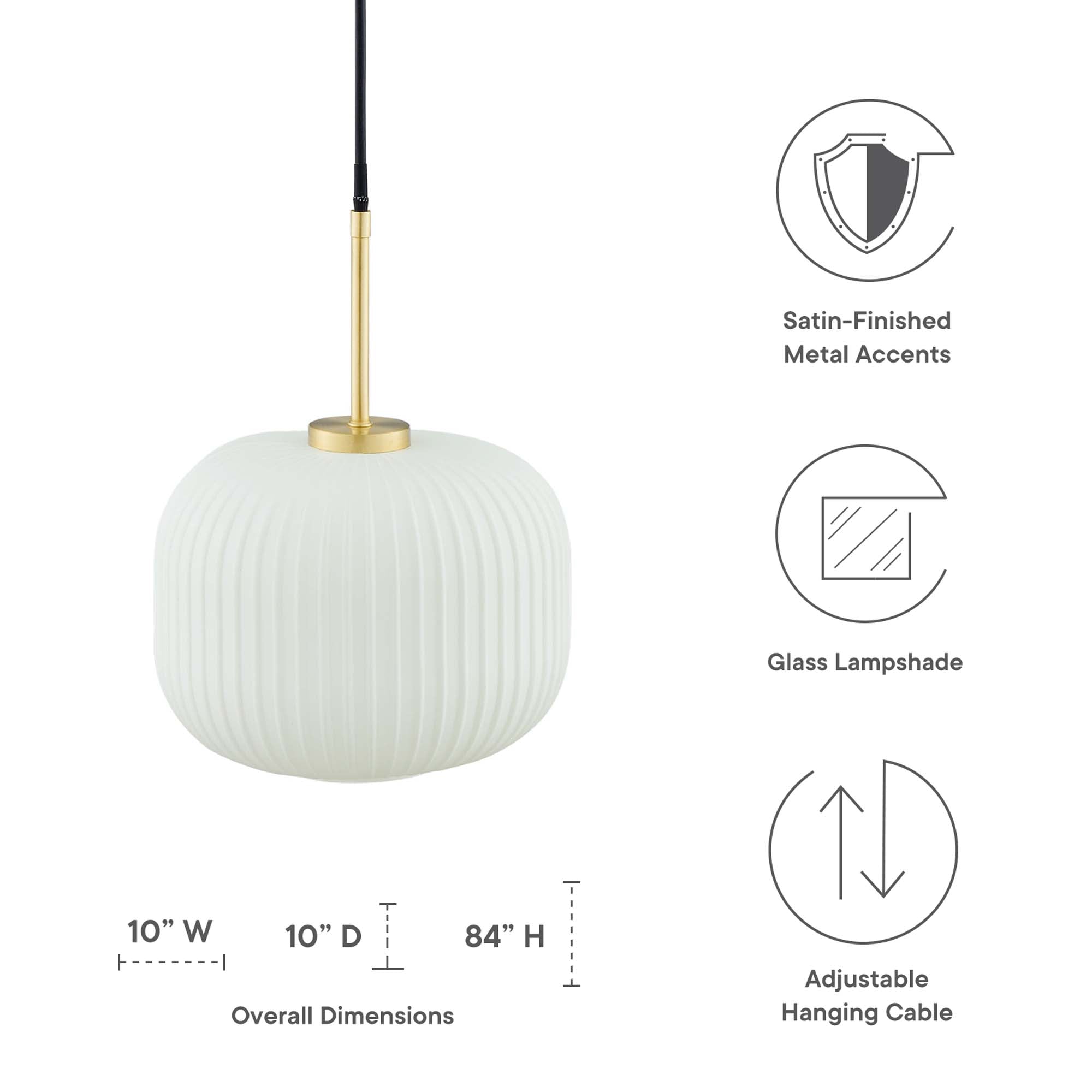 Reprise Glass Pendant Light in White Satin Brass