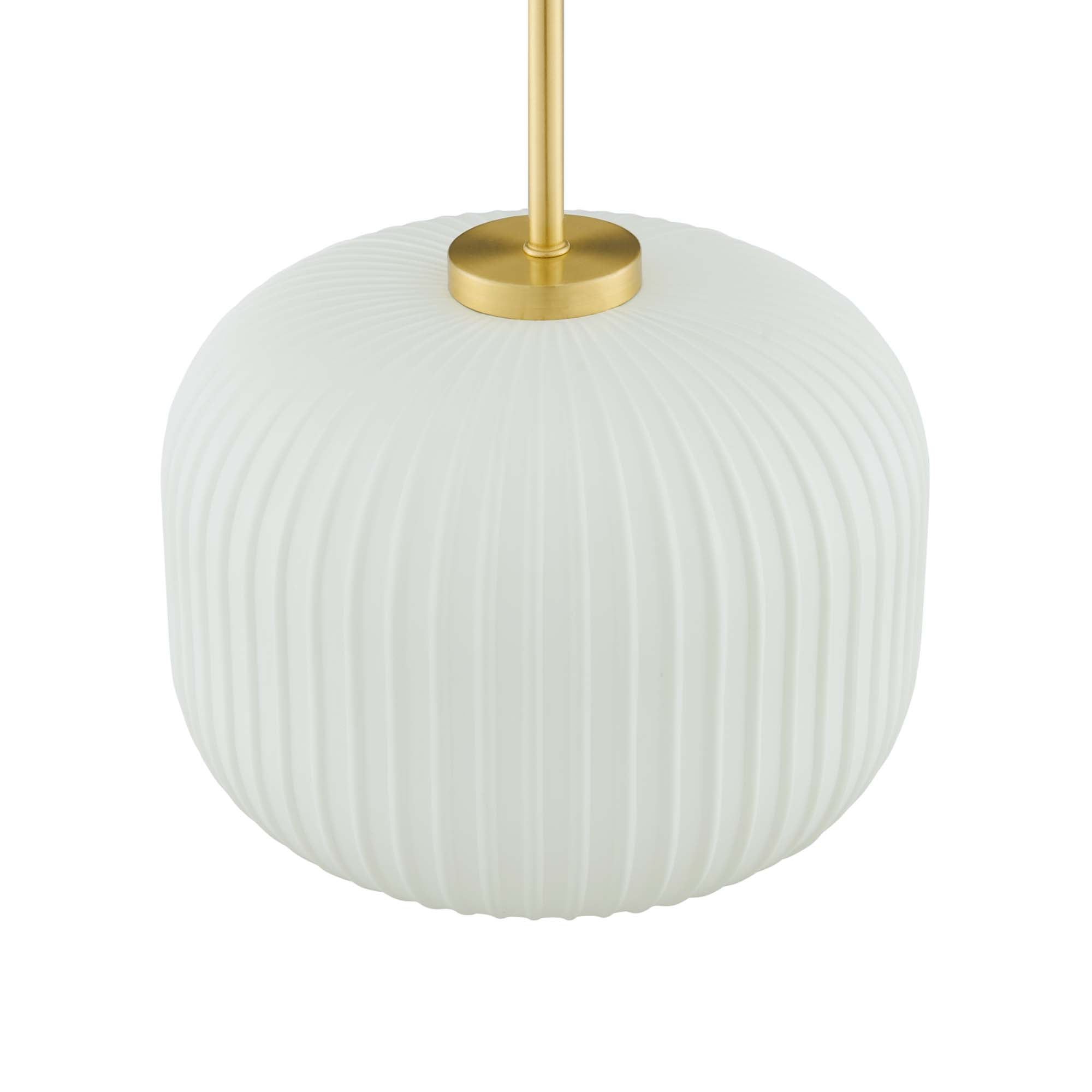 Reprise Glass Pendant Light in White Satin Brass