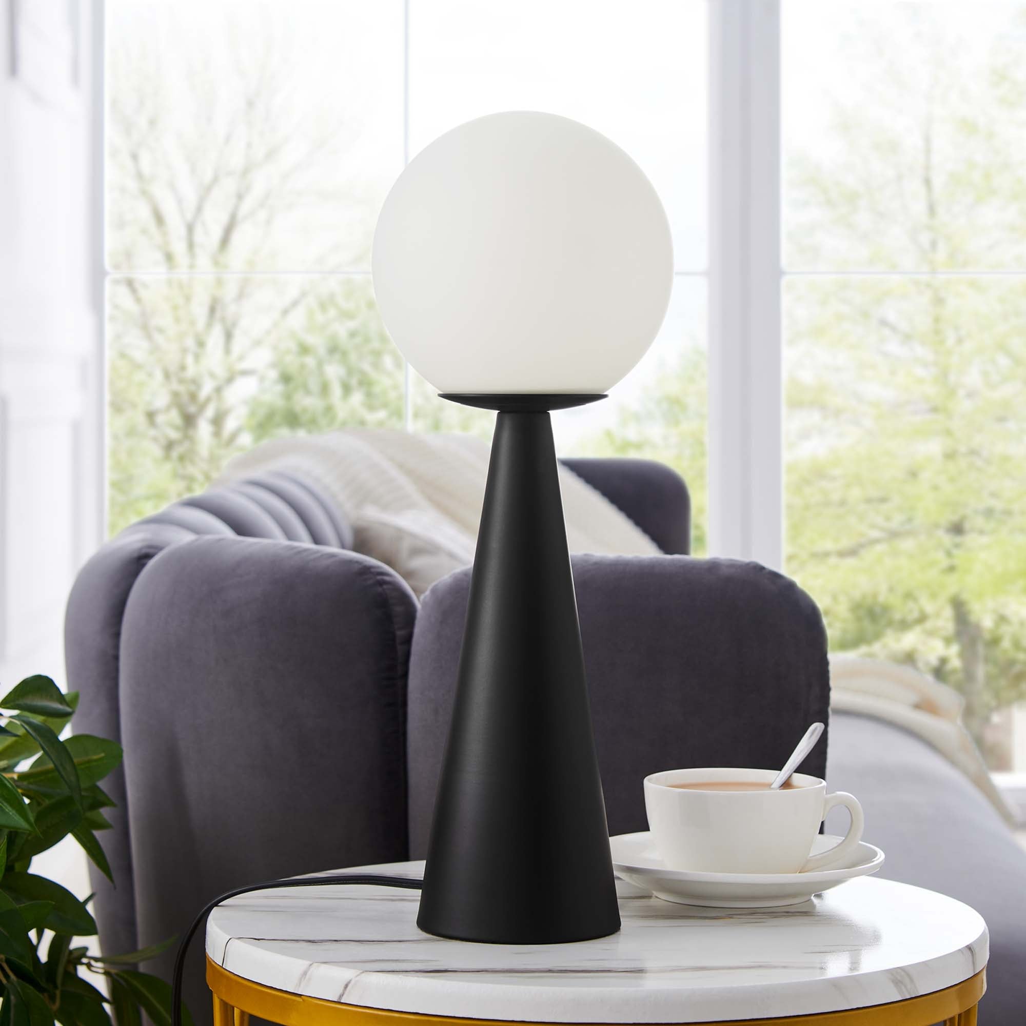 Apex Glass Globe Glass Table Lamp in White Black