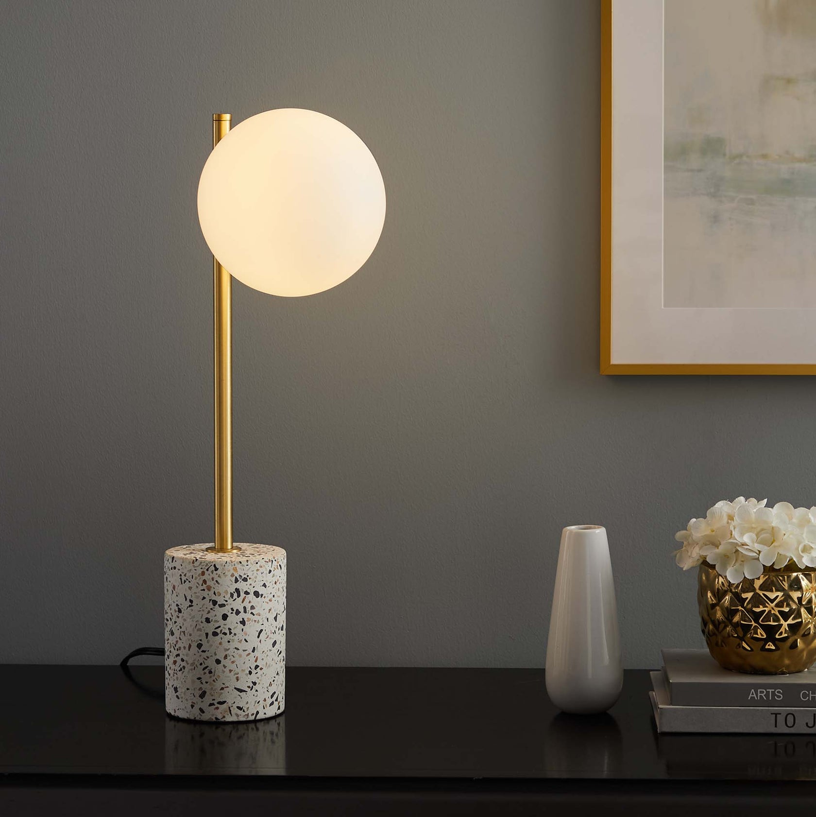 Logic Terrazzo Table Lamp in White