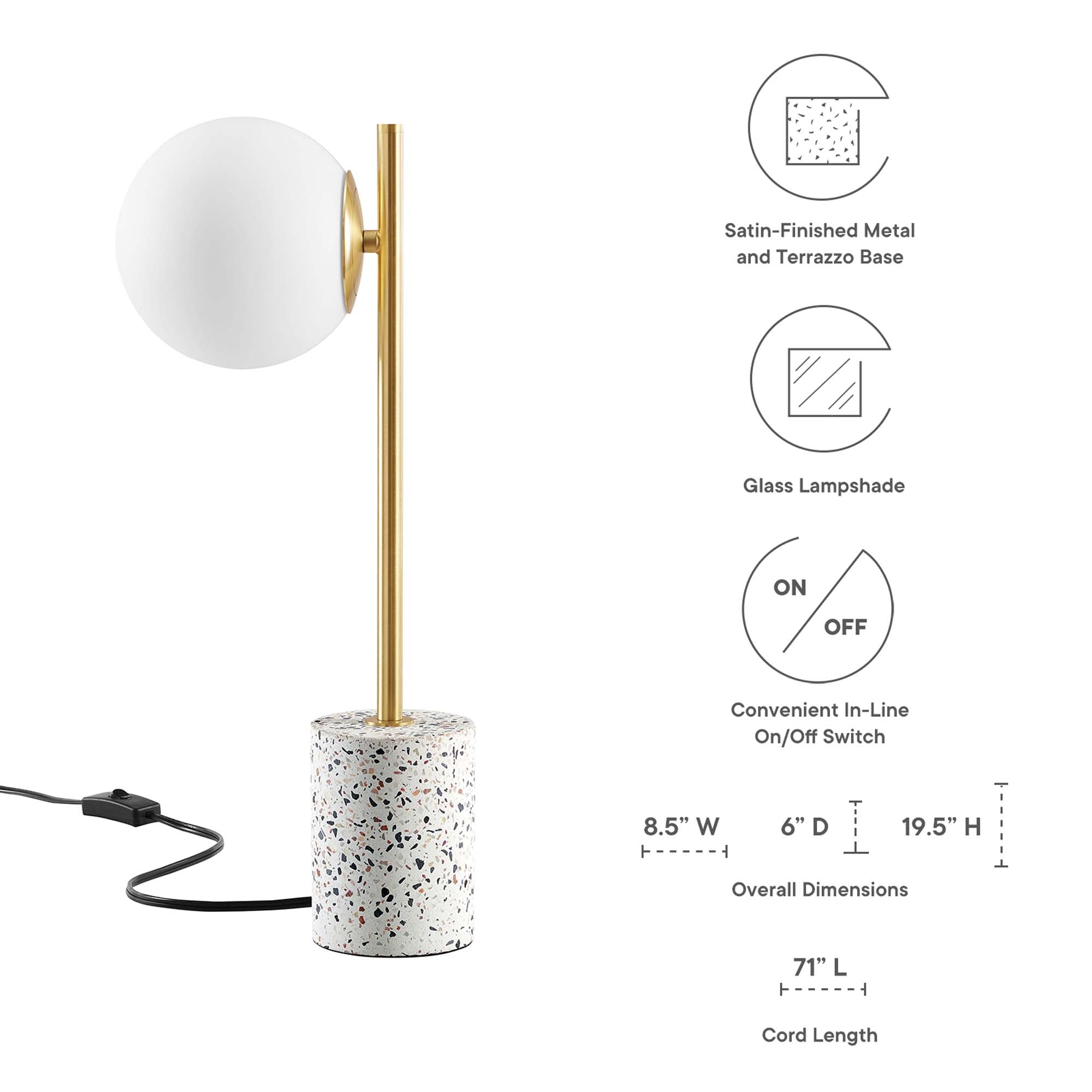 Logic Terrazzo Table Lamp in White