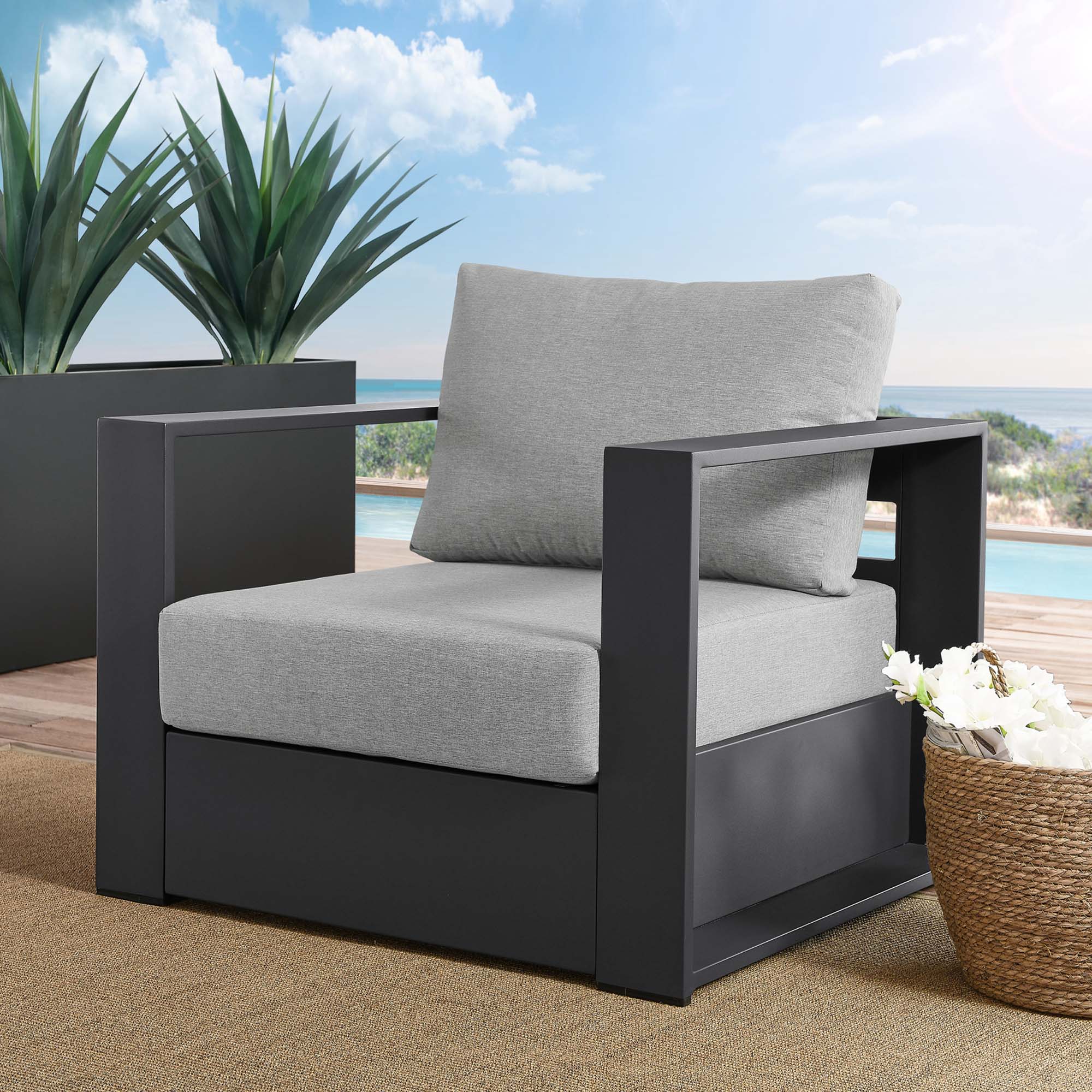 Tahoe Outdoor Patio Powder-Coated Aluminum Armchair