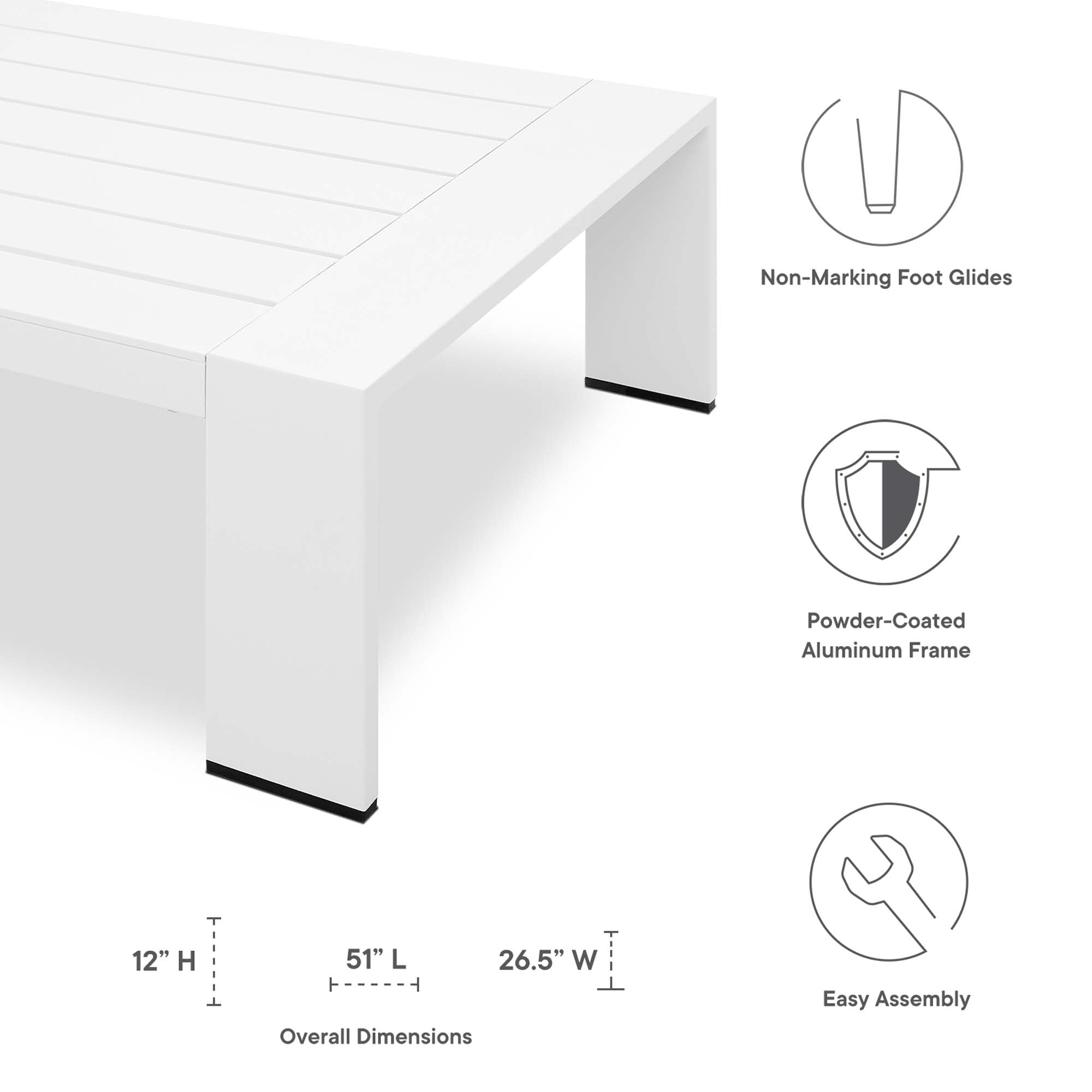 Table basse d'extérieur Tahoe en aluminium avec revêtement en poudre 