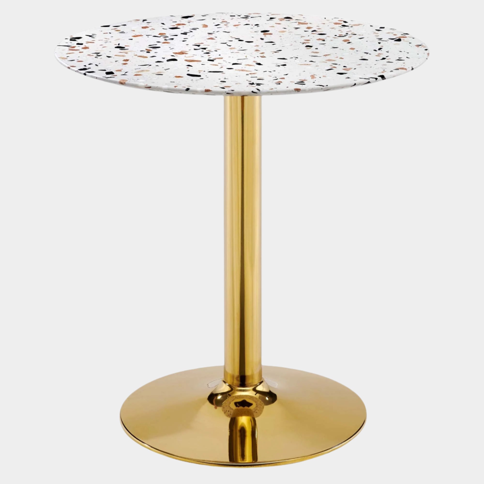 Verne 28" Round Terrazzo Dining Table in Gold White