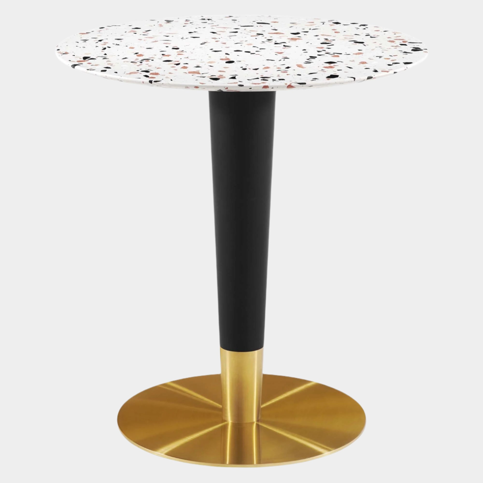 Zinque 28" Round Terrazzo Dining Table in Gold White