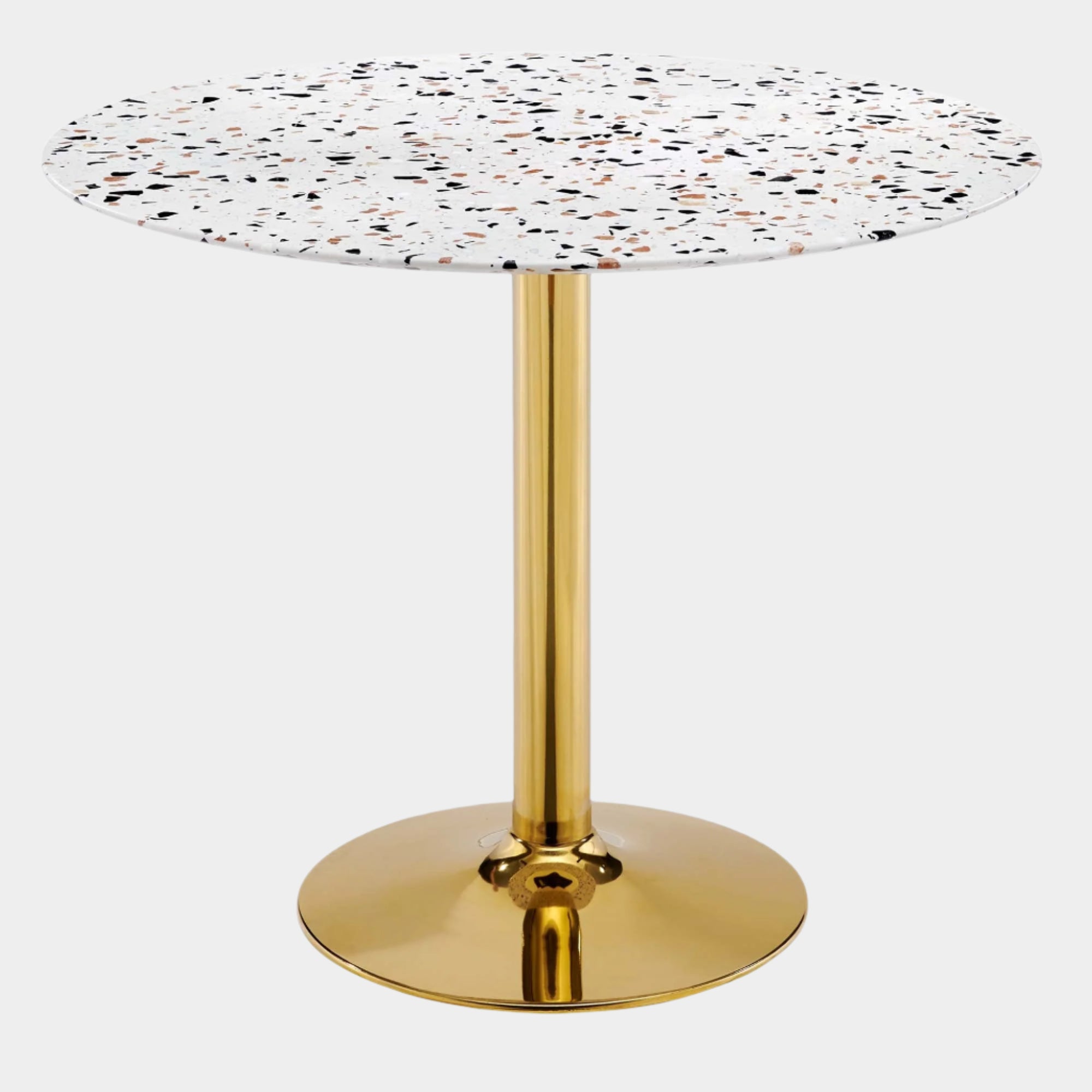 Verne 36" Round Terrazzo Dining Table in Gold White