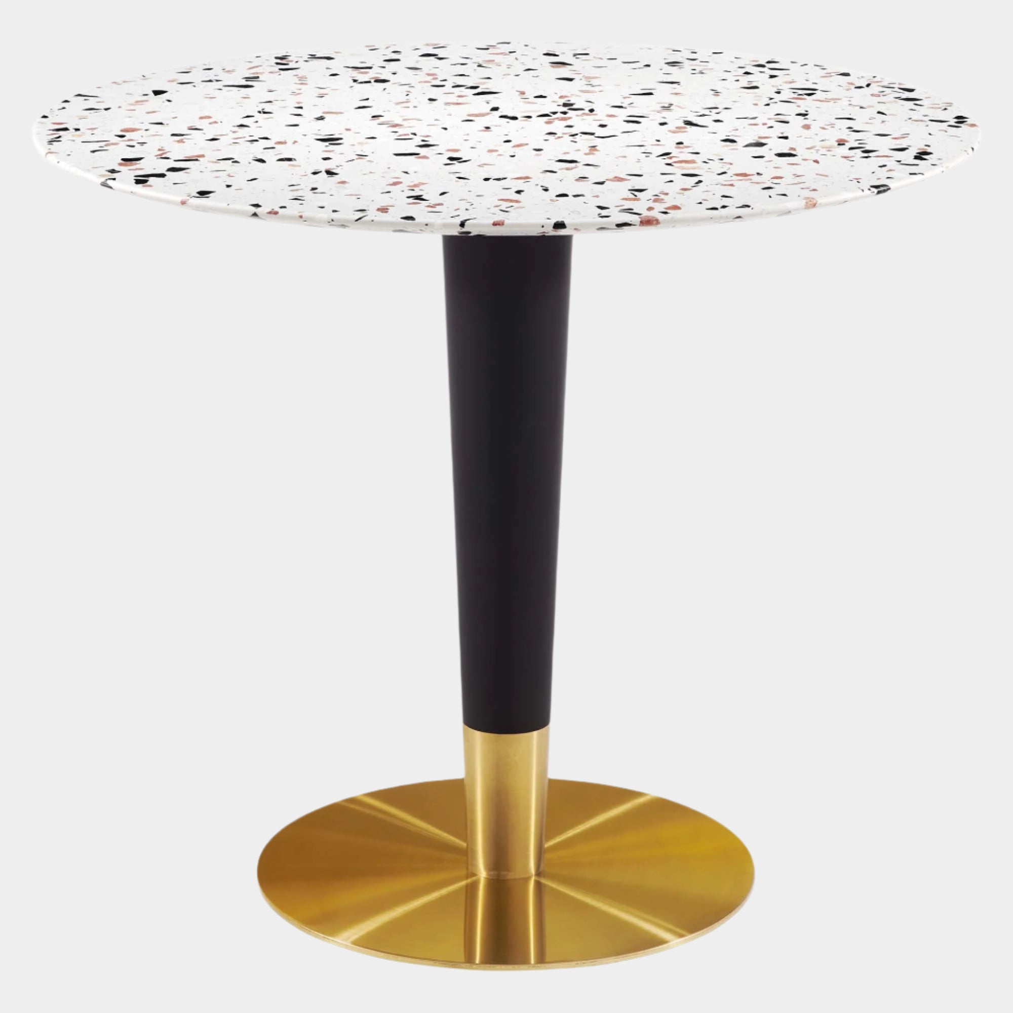 Zinque 36" Round Terrazzo Dining Table in Gold White